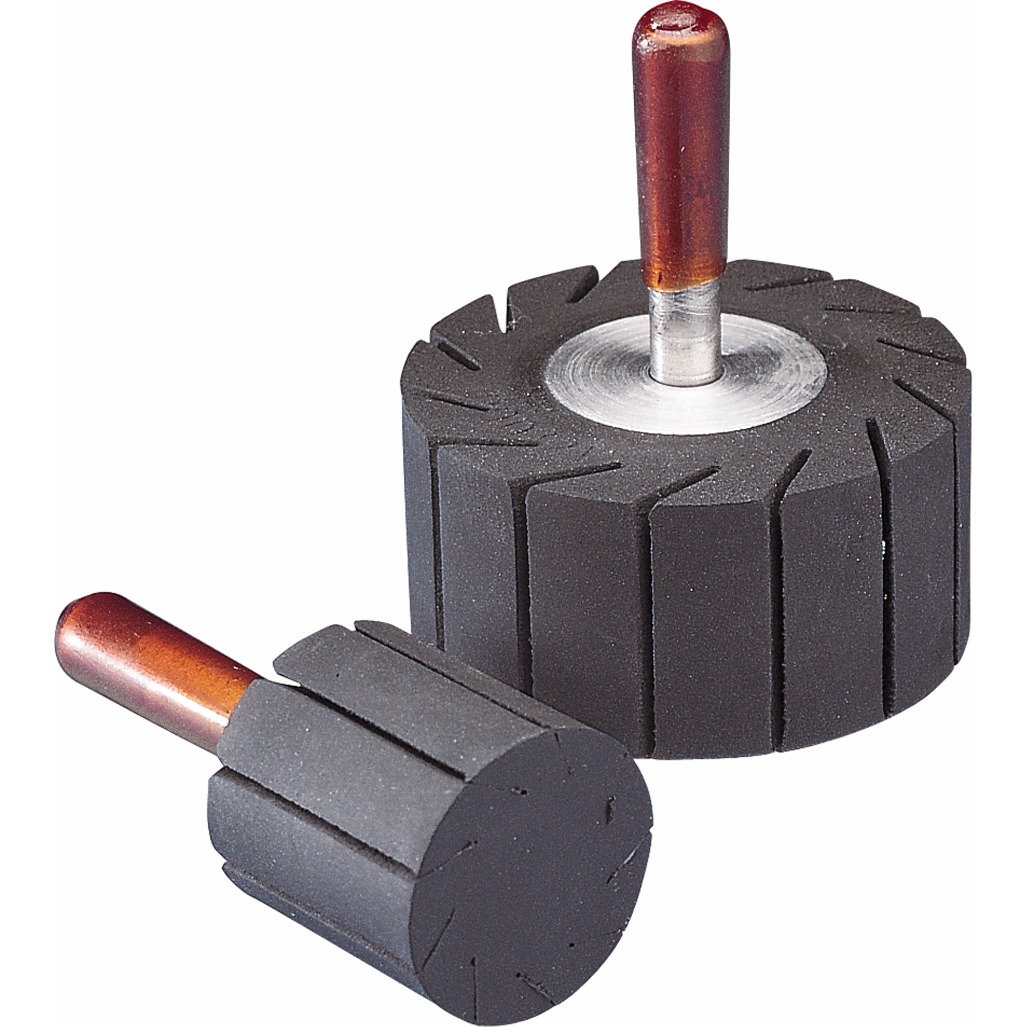 ACCESSOIRES POUR BANDES SPIRALES-MEULES À EXTENSION DIAMÉTRALE FENDUE EN CAOUTCHOUC
