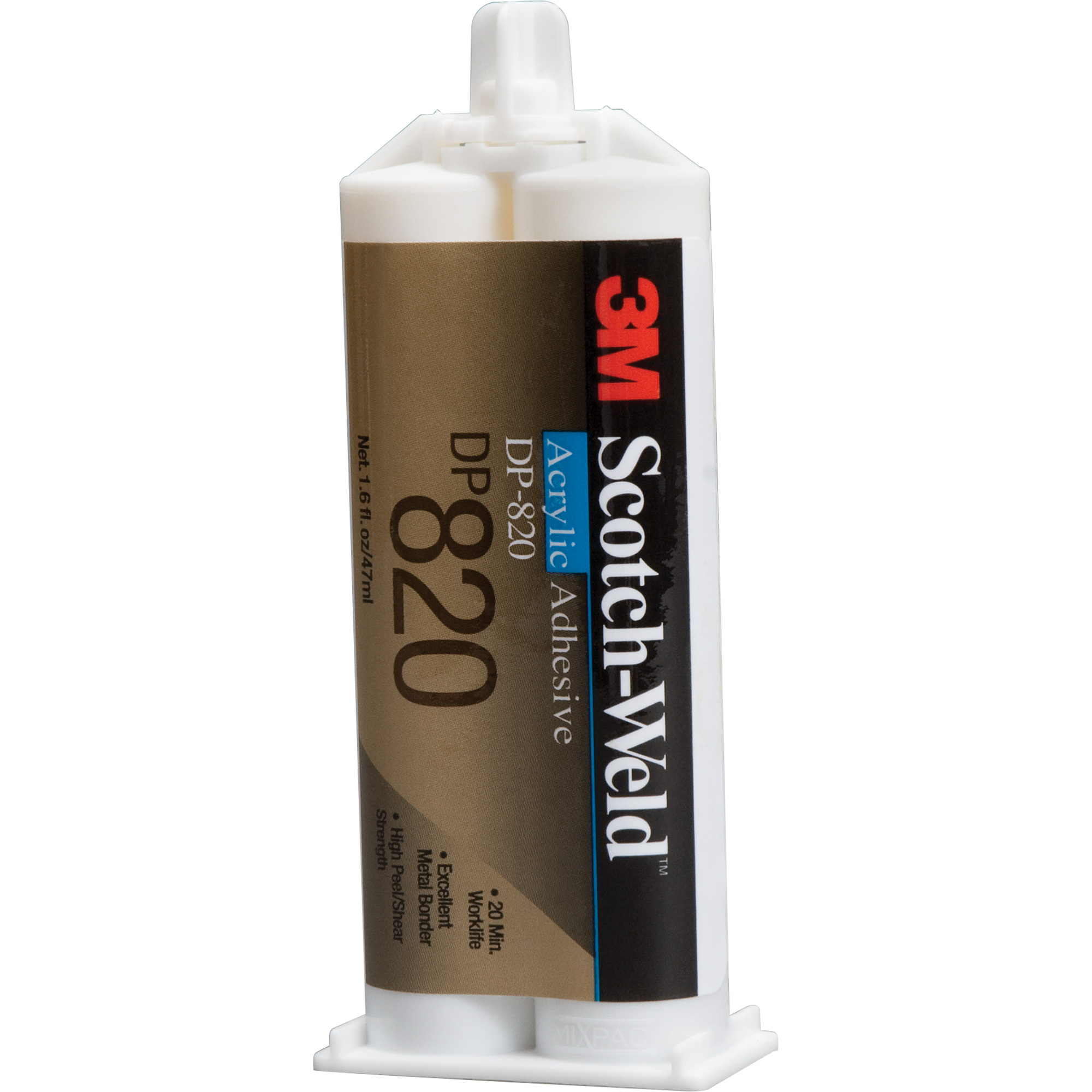 Adhésif acrylique Scotch-WeldMC, Deux composants, Cartouche double, 1,6 oz liq., Blanc cassé