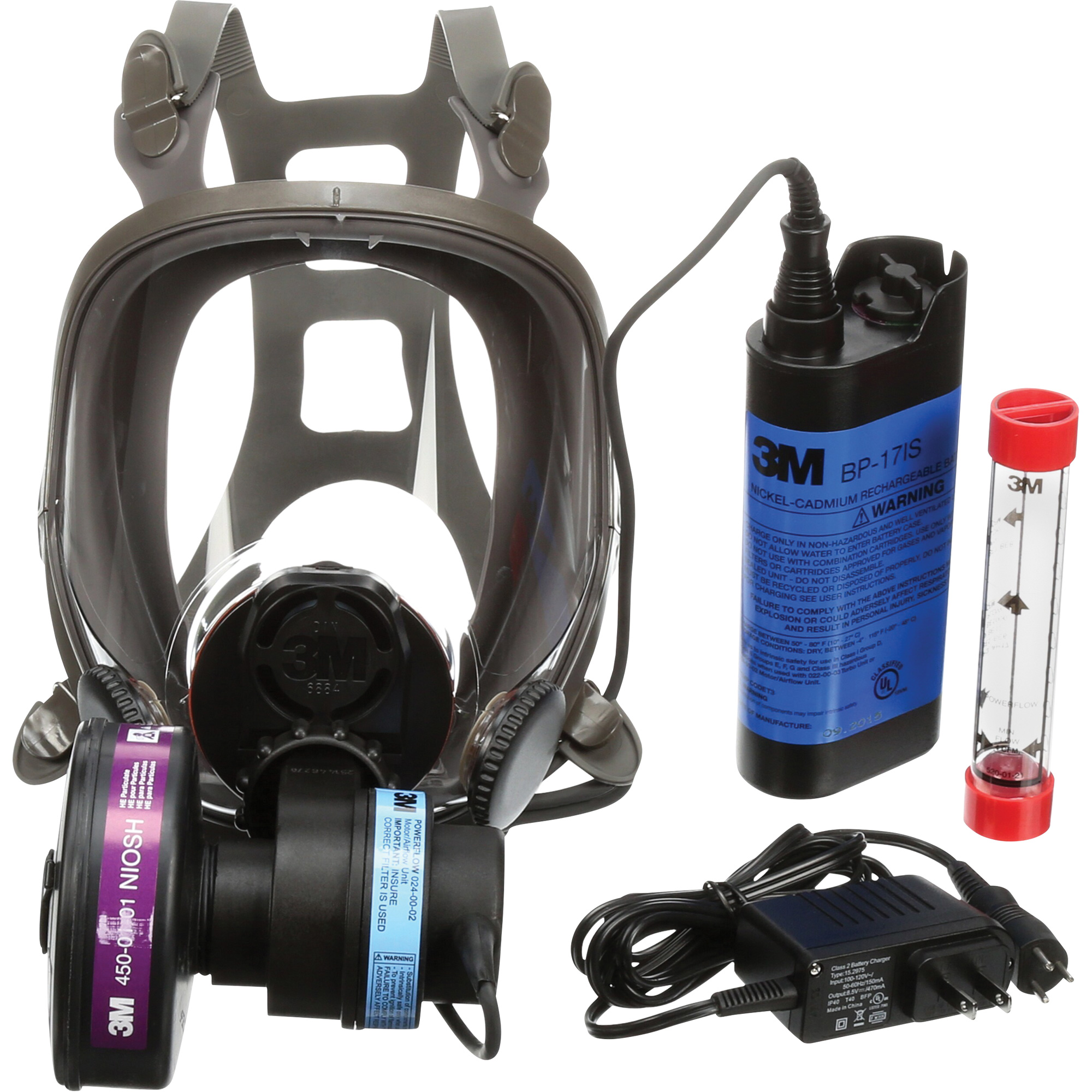 Appareils de protection respiratoire (APR) à épuration d'air motorisé portés sur le visage PowerflowMC, Respirateur à masque, Pile NiCd