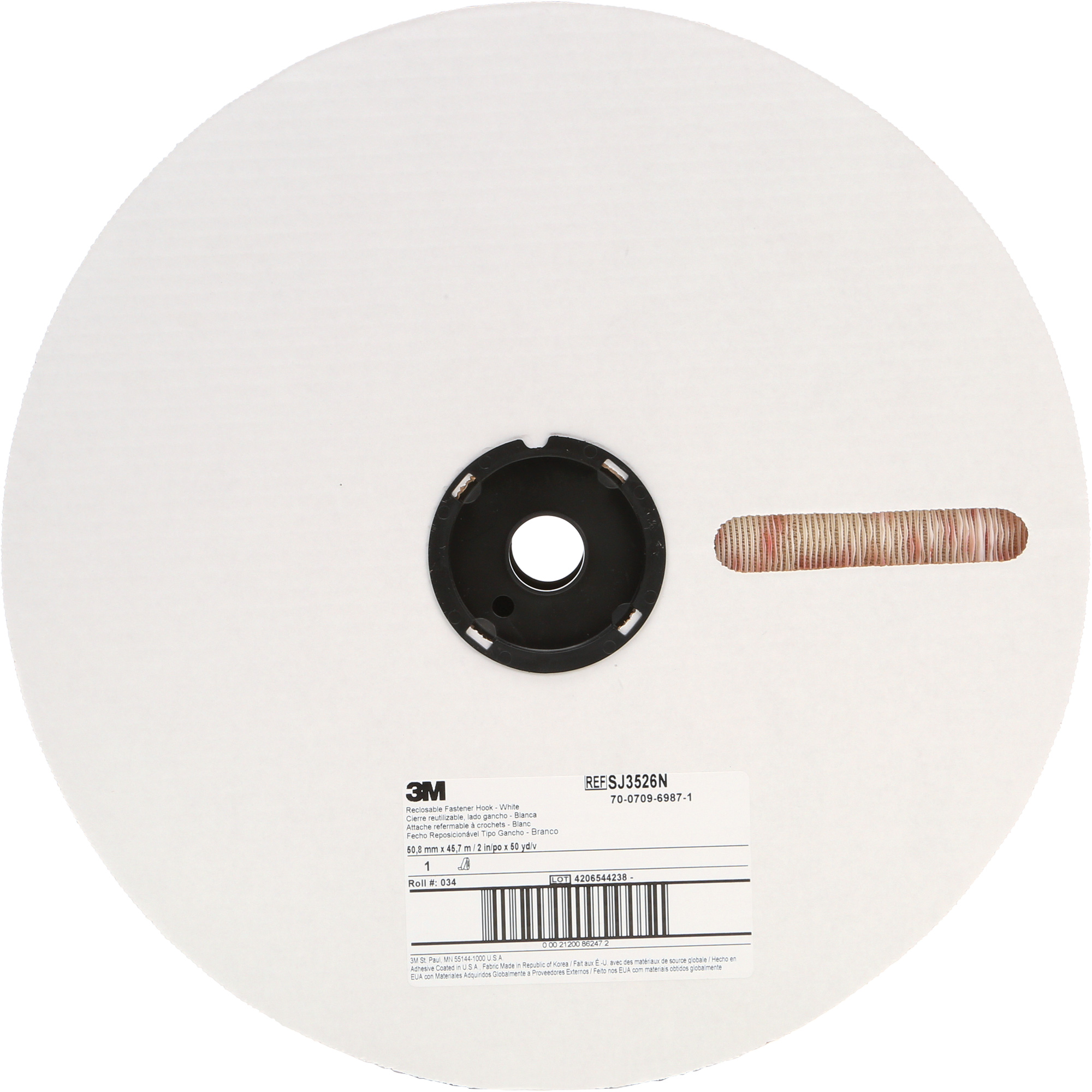 Attache, Boucle, 50 vg x 2", Adhésif, Blanc