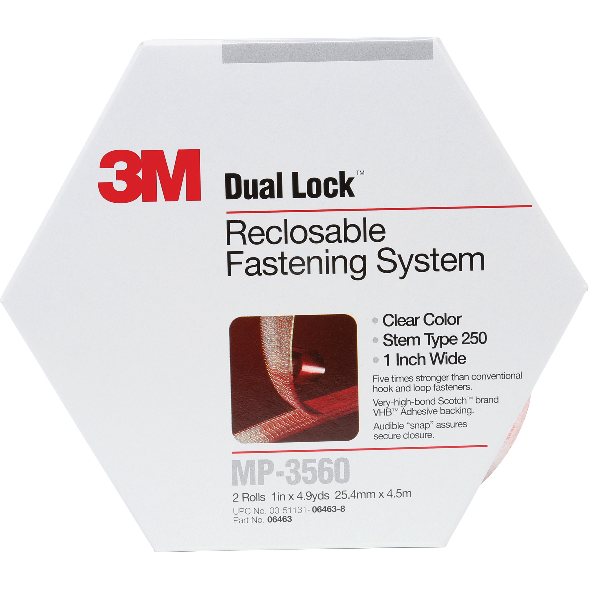 Attache refermable Dual LockMC, Auto-appariement, 5 vg x 1", Adhésif, Transparent