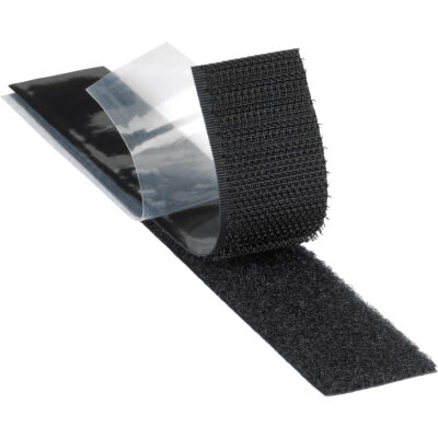 Attache résistant aux plastifiants, Boucle, 50 vg x 2", Adhésif, Noir