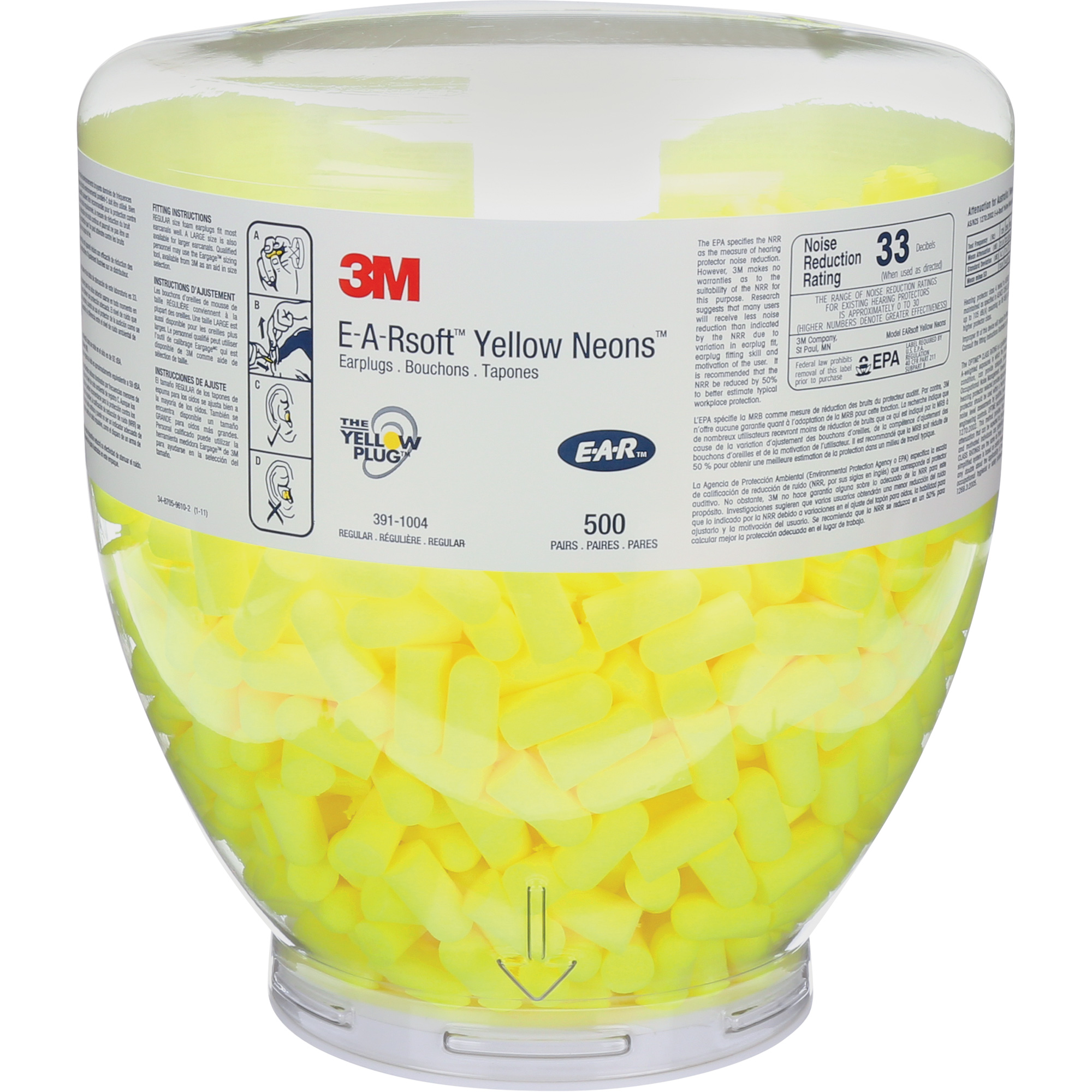 Bouchons d'oreilles E-A-RSoftMC Yellow NeonMC, Vrac - Contenant
