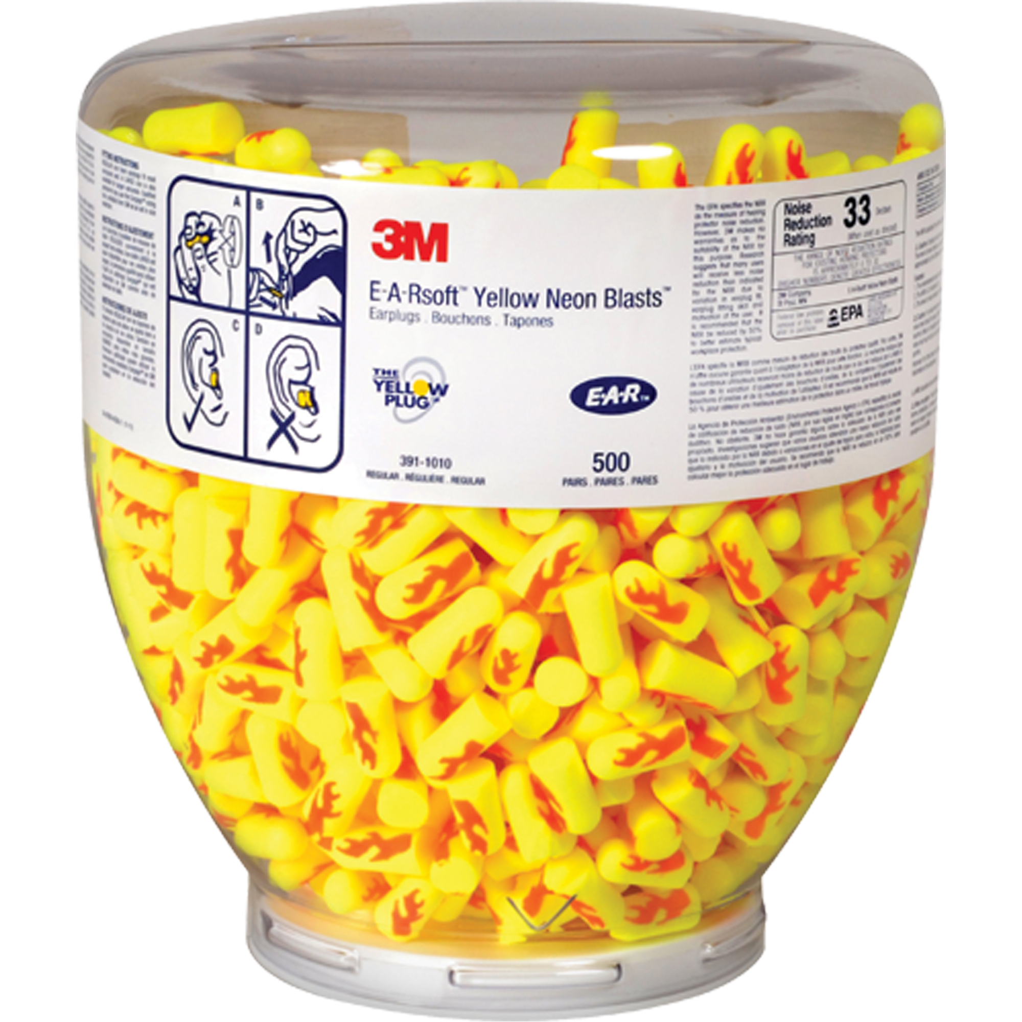 Bouchons d'oreilles E-A-RSoftMC Yellow NeonMC, Vrac - Contenant