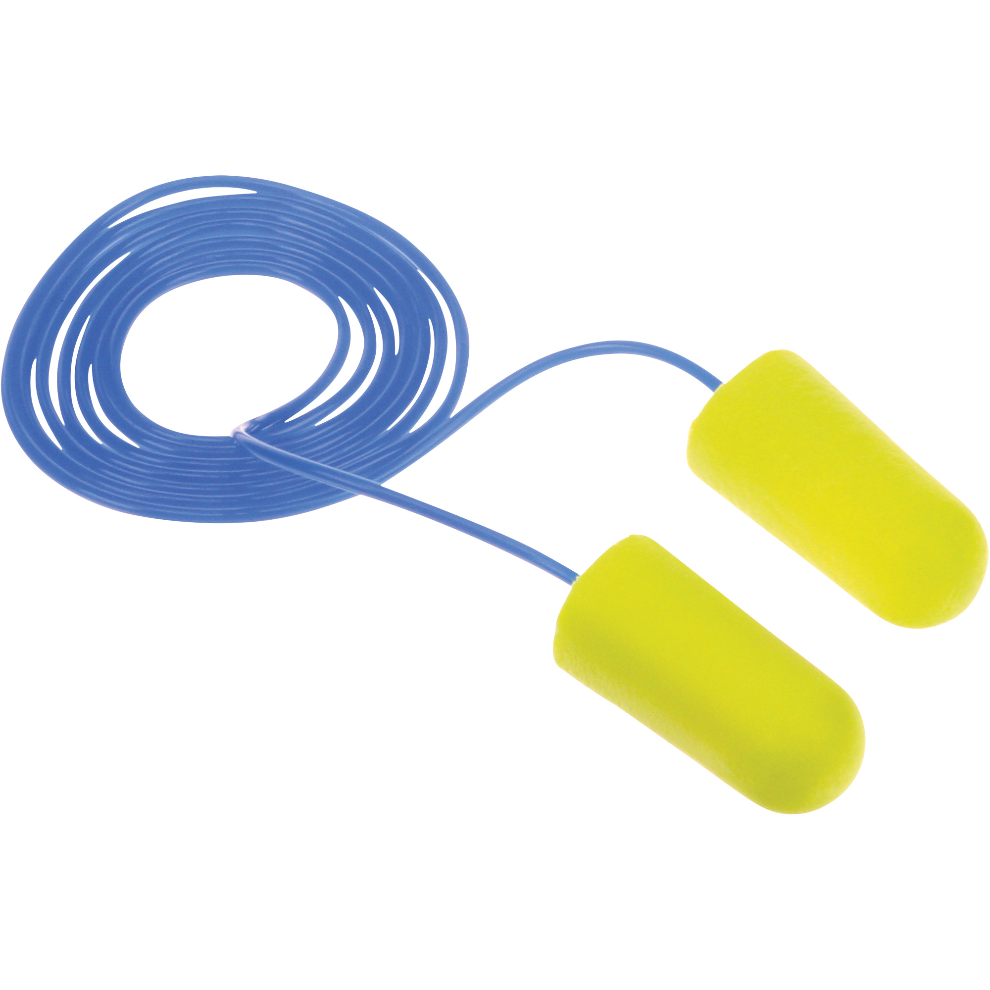 Bouchons d'oreilles néon jaune E-A-Rsoft, Vrac - Sac en poly, Avec cordon