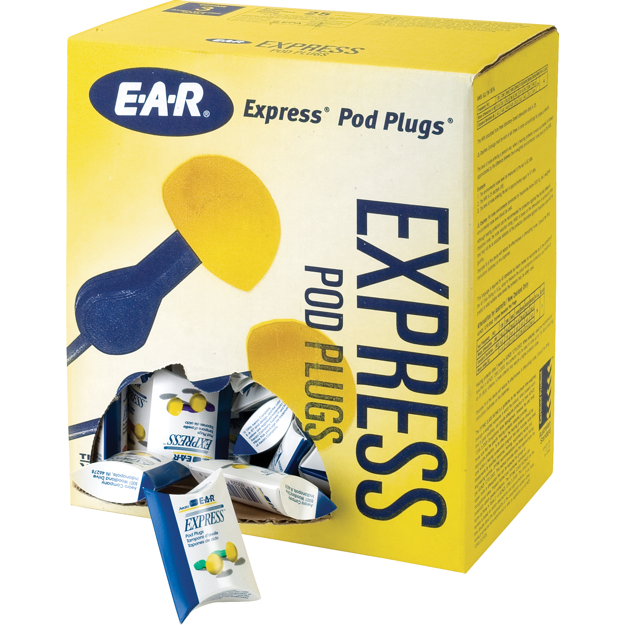 Bouchons d'oreilles rapides de style capsule E-A-RMC, Sans cordon, Vrac - Sachet coussin, 25 dB NRR, Taille unique