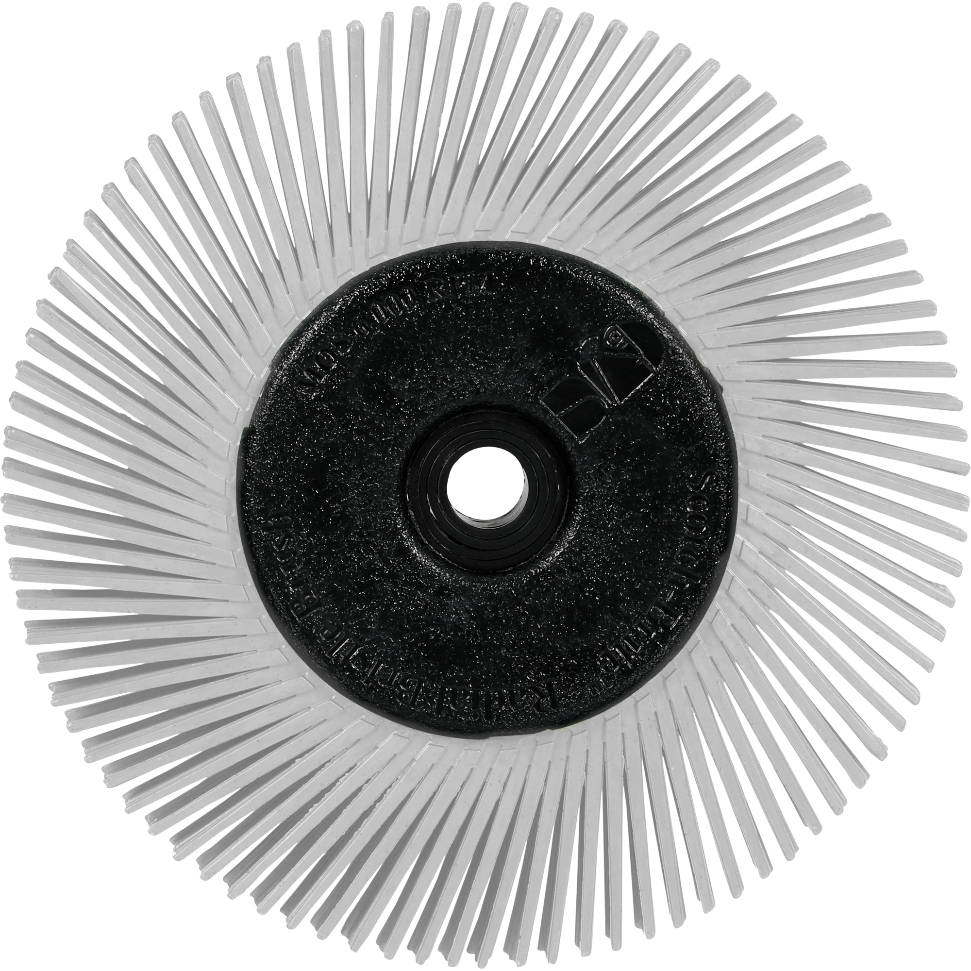 Brosse radiale en soies de précision type A PN-RB avec adaptateur Scotch-BriteMC , Céramique, Grain 120+, 6" dia.