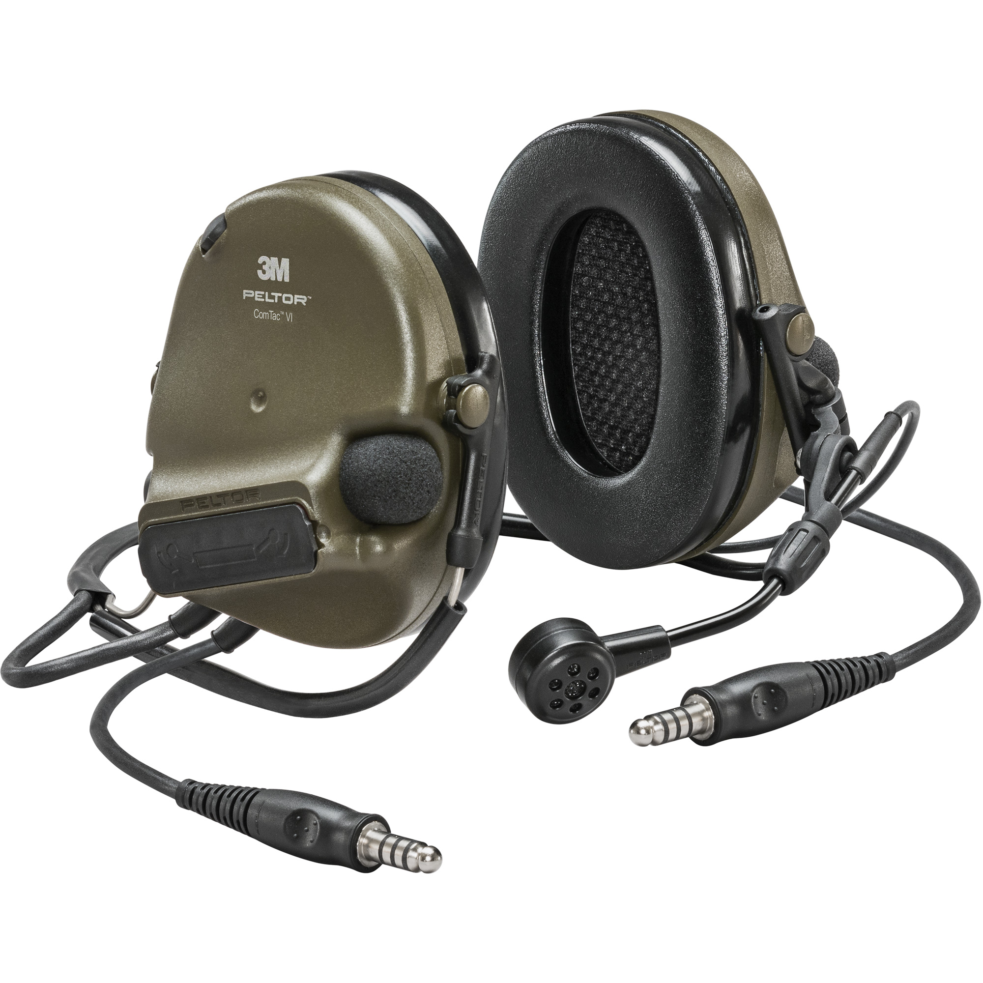 Casque VI NIB avec deux fils de sortie PeltorMC ComTacMC, Style Cordon cervical, 22 dB