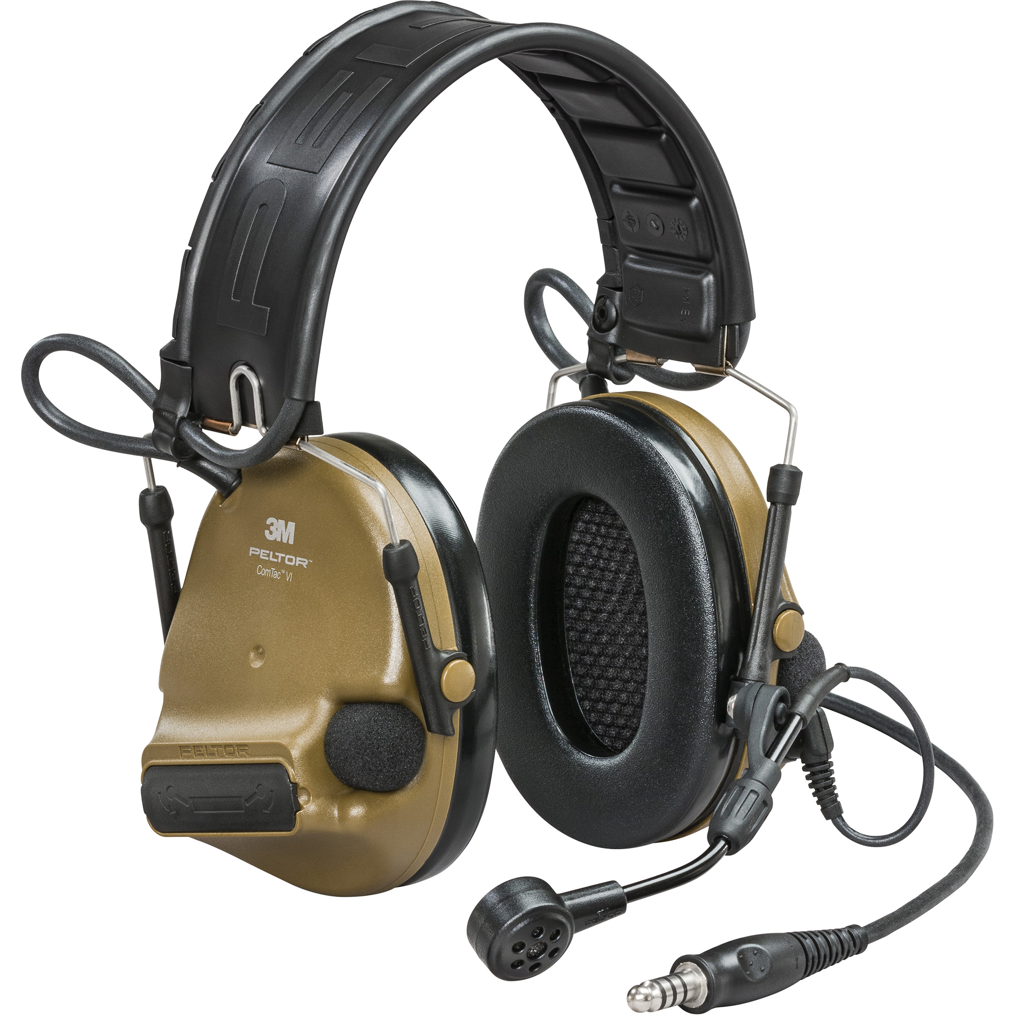 Casque VI NIB avec fils de sortie unique et rail arc PeltorMC ComTacMC, Style Bandeau, 23 dB