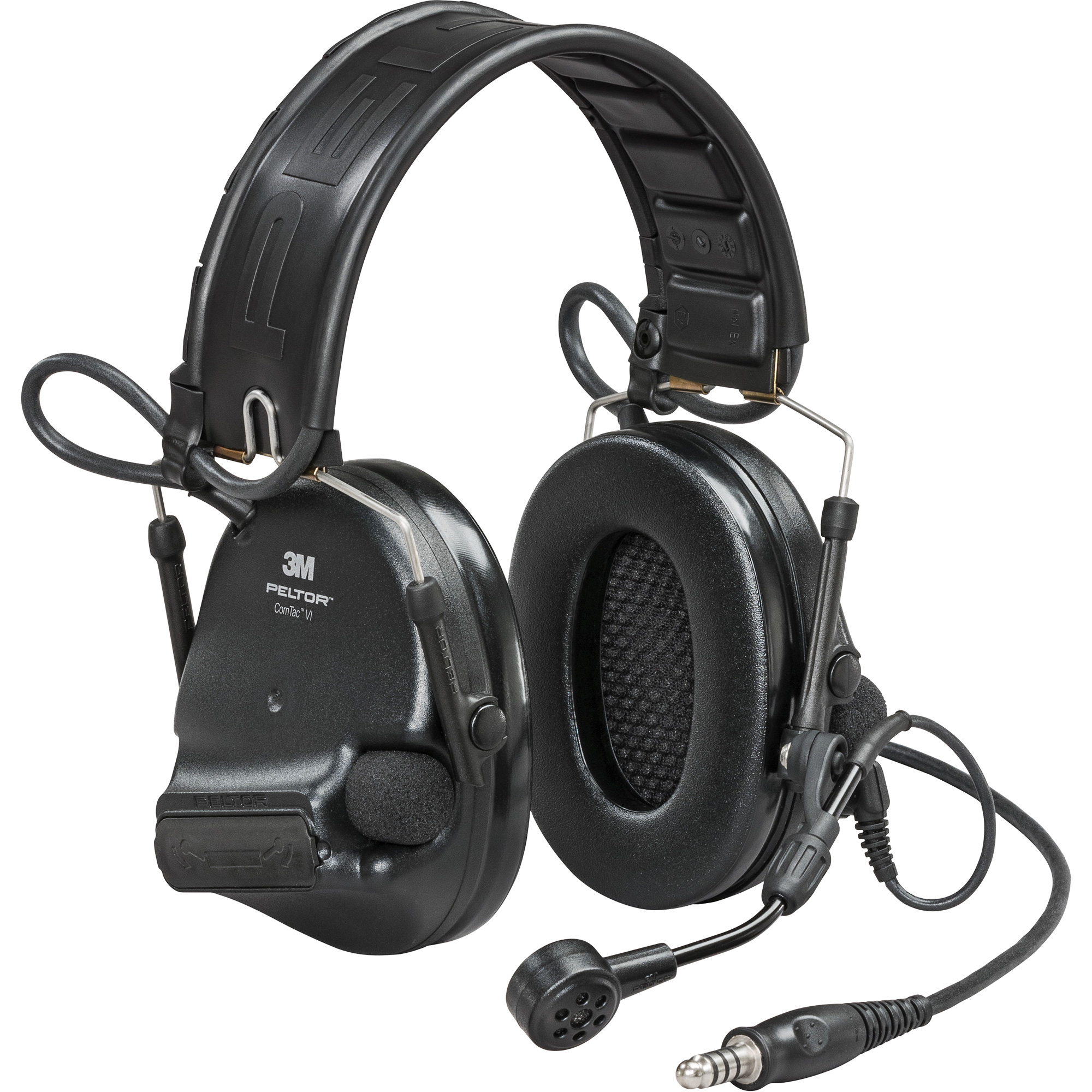 Casque VI NIB avec fils de sortie unique et rail arc PeltorMC ComTacMC, Style Bandeau, 23 dB