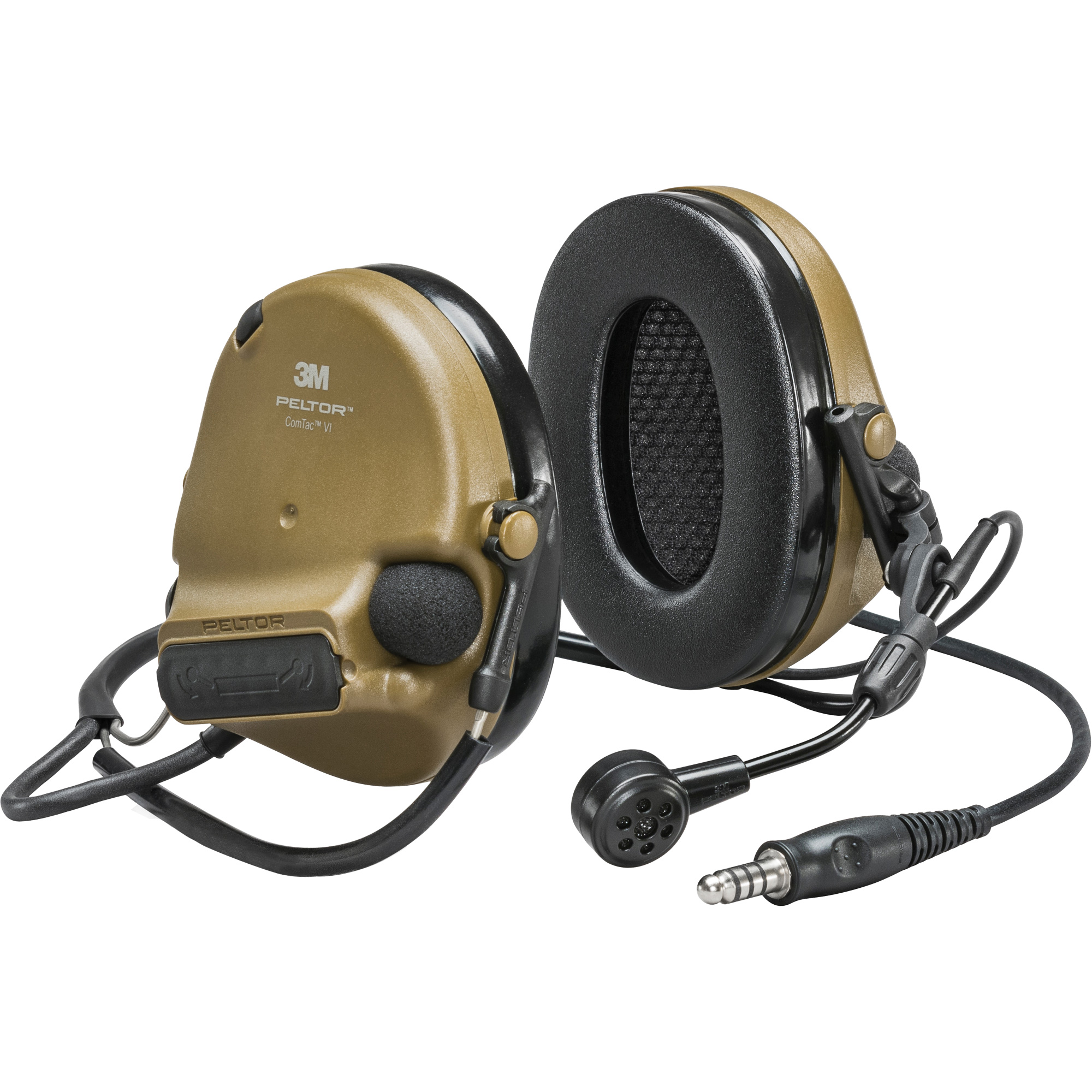 Casque VI NIB avec fils de sortie unique PeltorMC ComTacMC, Style Cordon cervical, 22 dB