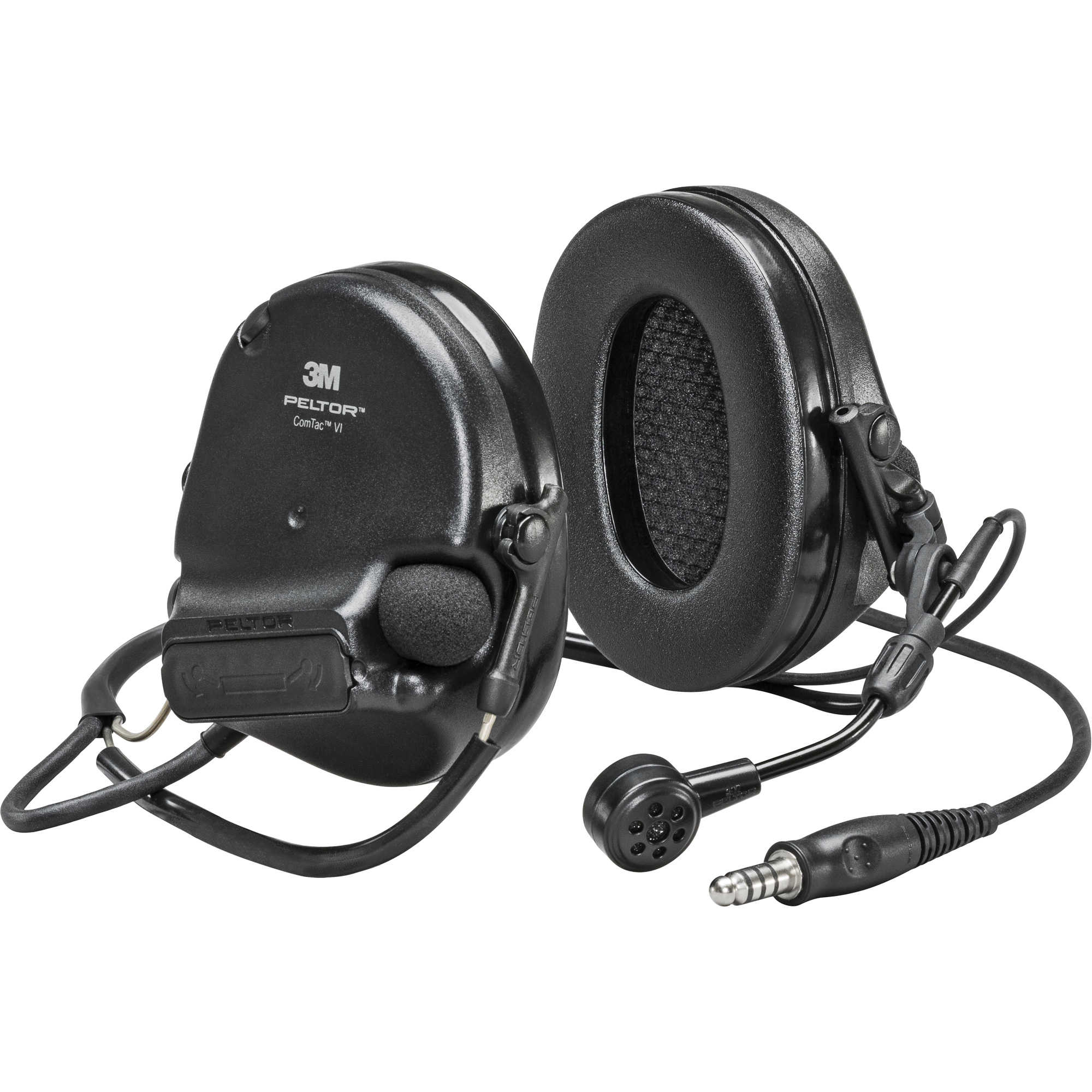 Casque VI NIB avec fils de sortie unique PeltorMC ComTacMC, Style Cordon cervical, 22 dB