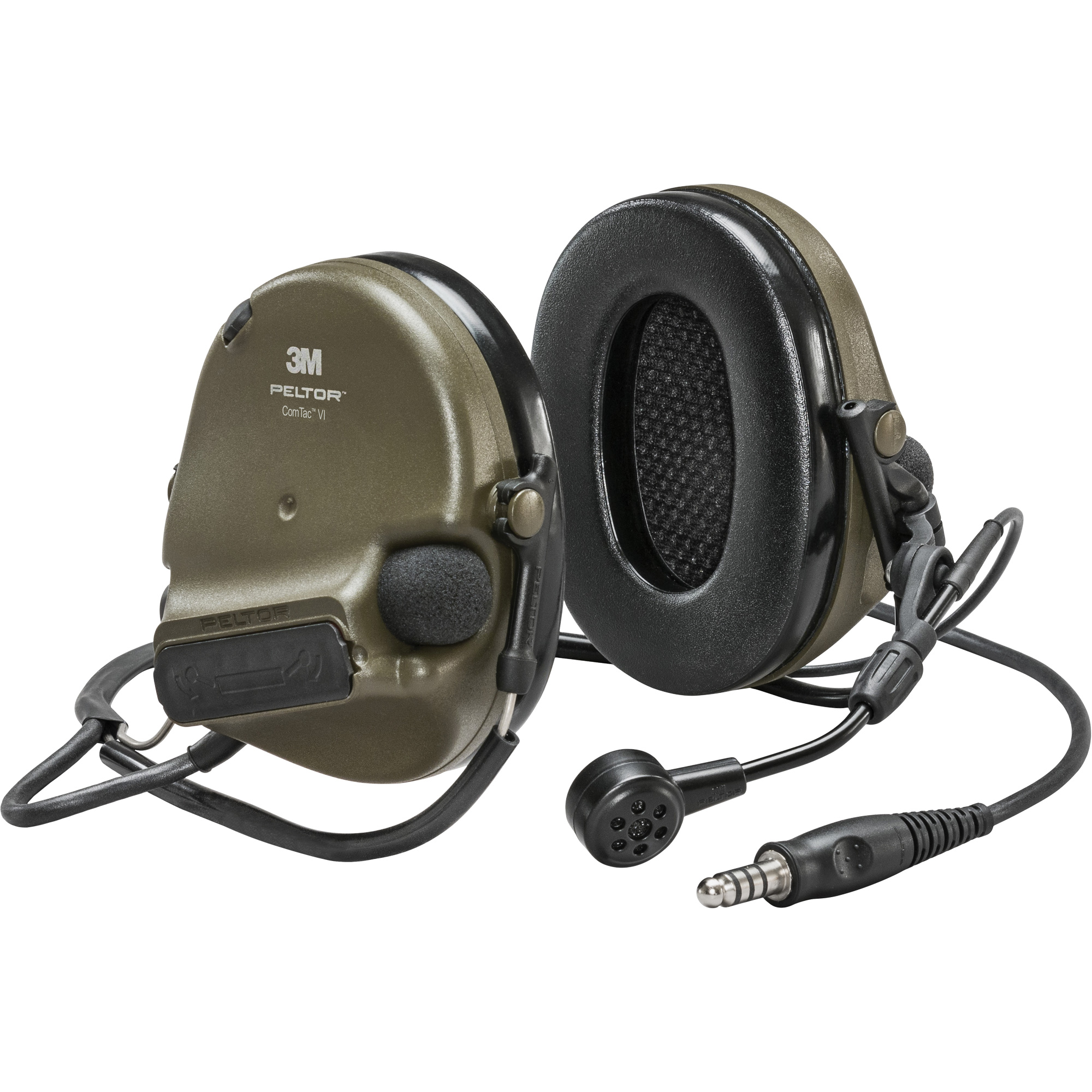 Casque VI NIB avec fils de sortie unique PeltorMC ComTacMC, Style Cordon cervical, 22 dB