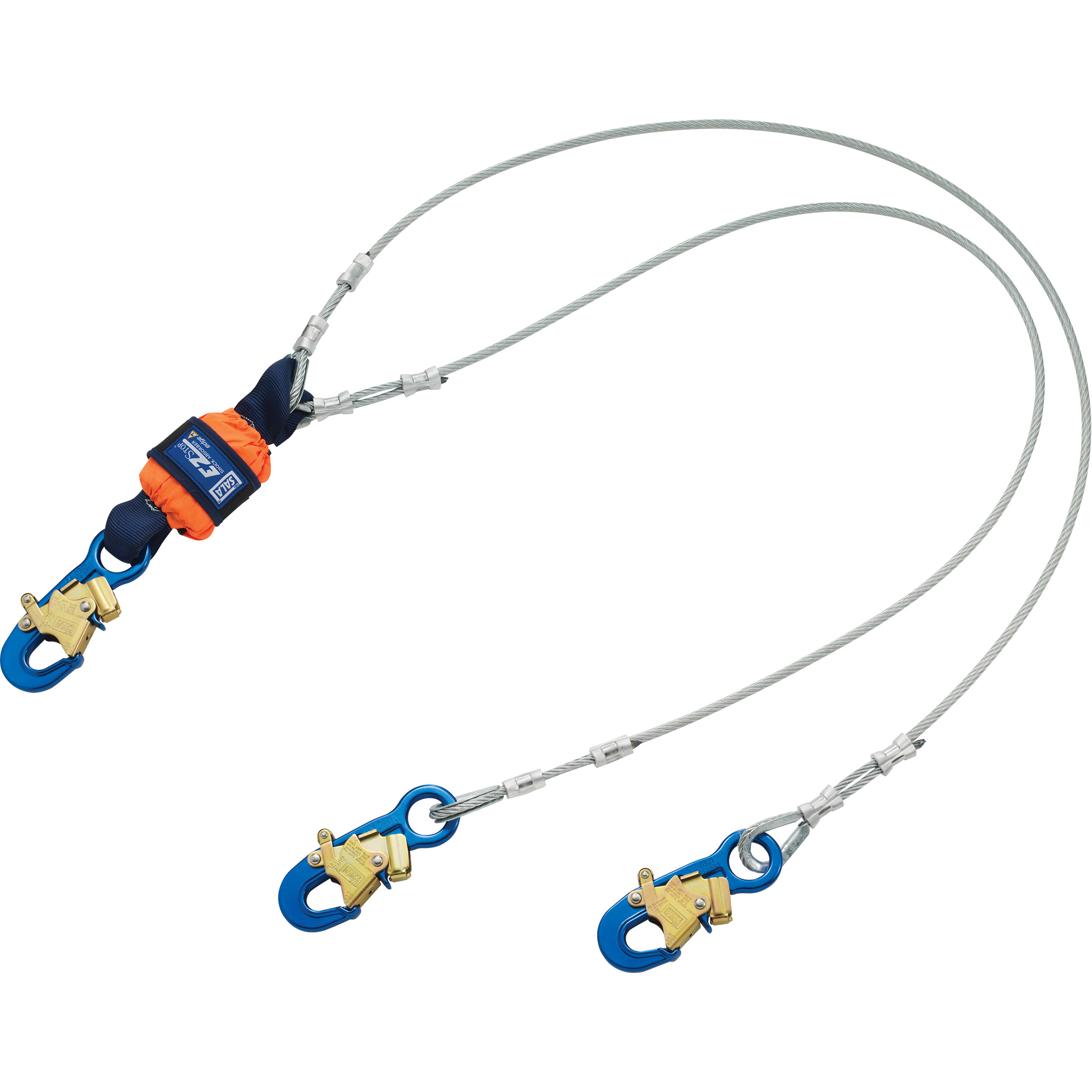 Longe amortissante EZ-StopMC, 6', Point d'ancrage à Crochet mousqueton, Crochet mousqueton aux jambes, Métal