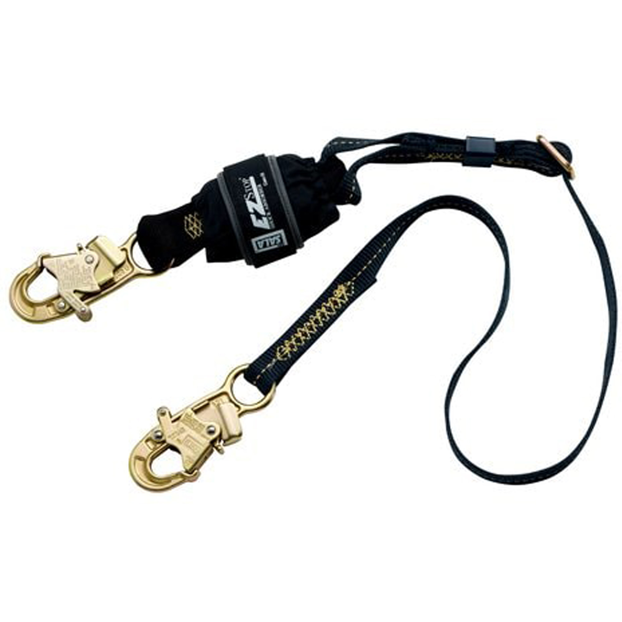 Longe antichocs ajustable Force2MC, 6', Point d'ancrage à Crochet mousqueton, Crochet mousqueton aux jambes, Polyester