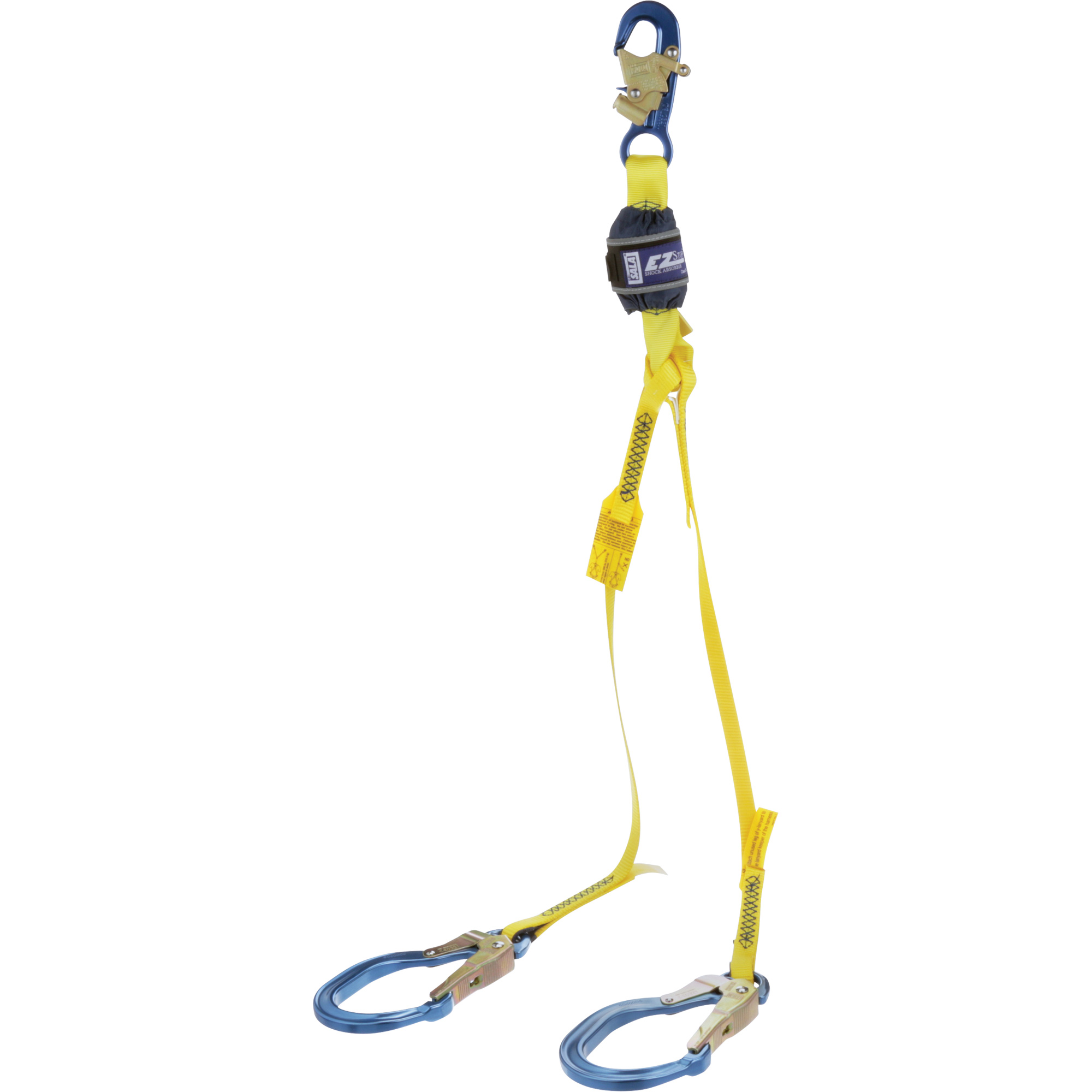 Longe d'amarrage 100 % antichocs EZ-StopMC, 4', Point d'ancrage à Crochet d'armature, Mousqueton verrouillable aux jambes, Polyester