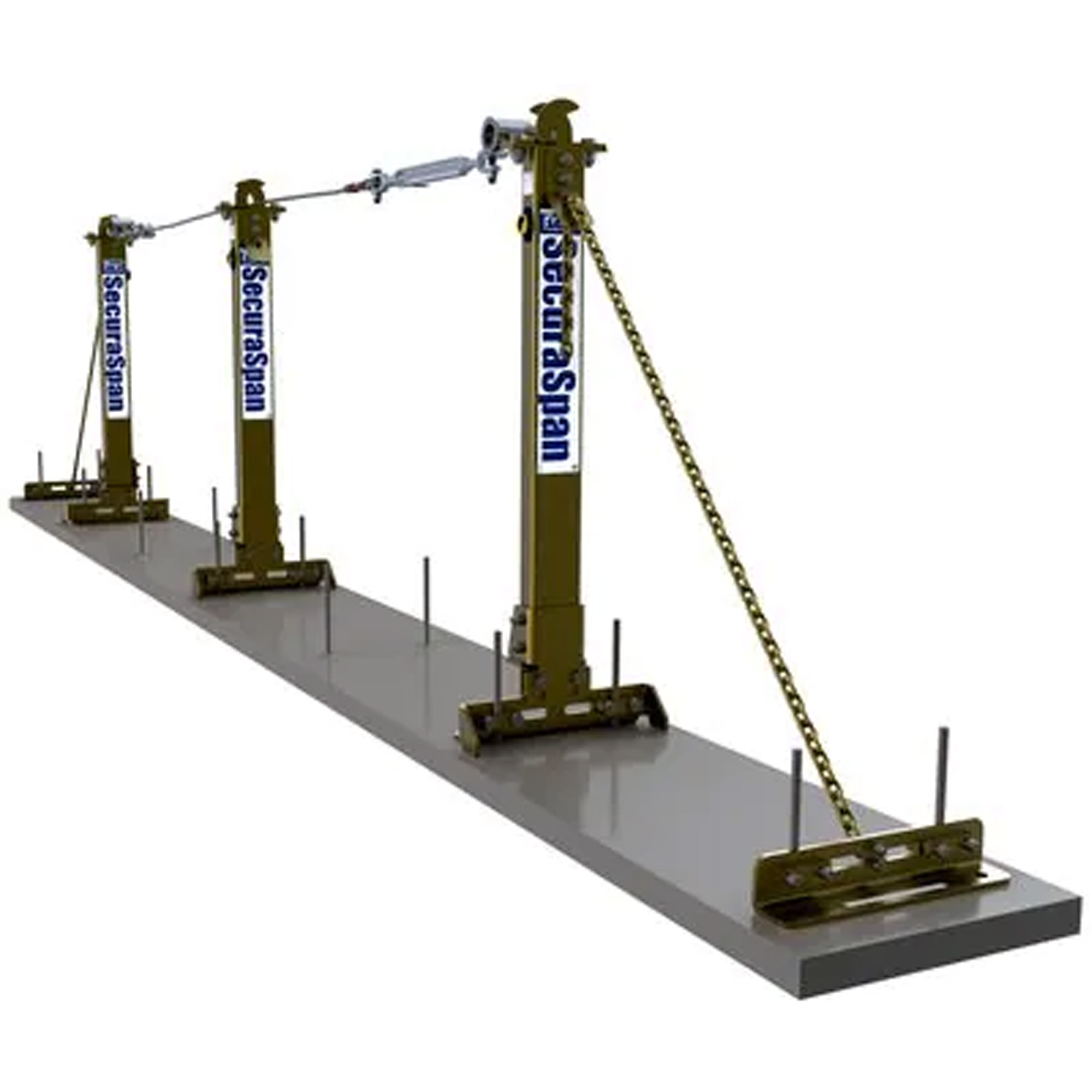 Système de cordage de sécurité horizontal pour boucle d'armature SecuraSpanMC