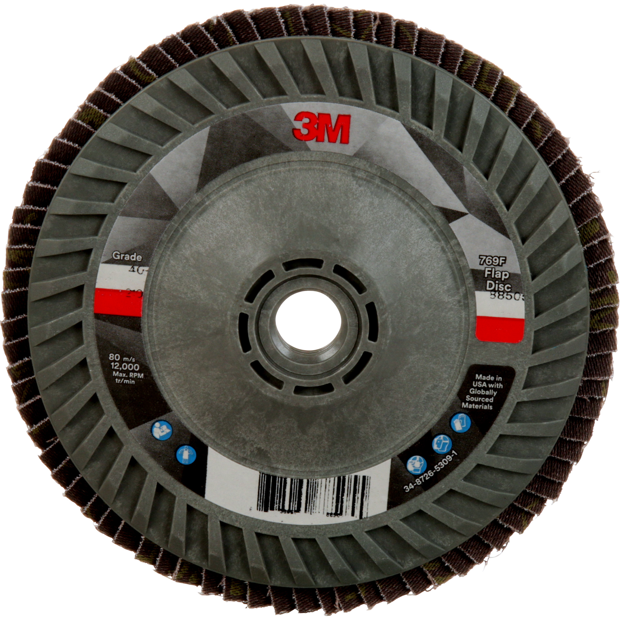 Disque à lamelles à changement rapide 769F, 5" x 5/8"-11, Type 27, Grain 40+, Céramique