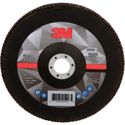 Disque à lamelles à changement rapide 769F, 7" x 7/8", Type 27, Grain 120+, Oxyde d'aluminium/Céramique