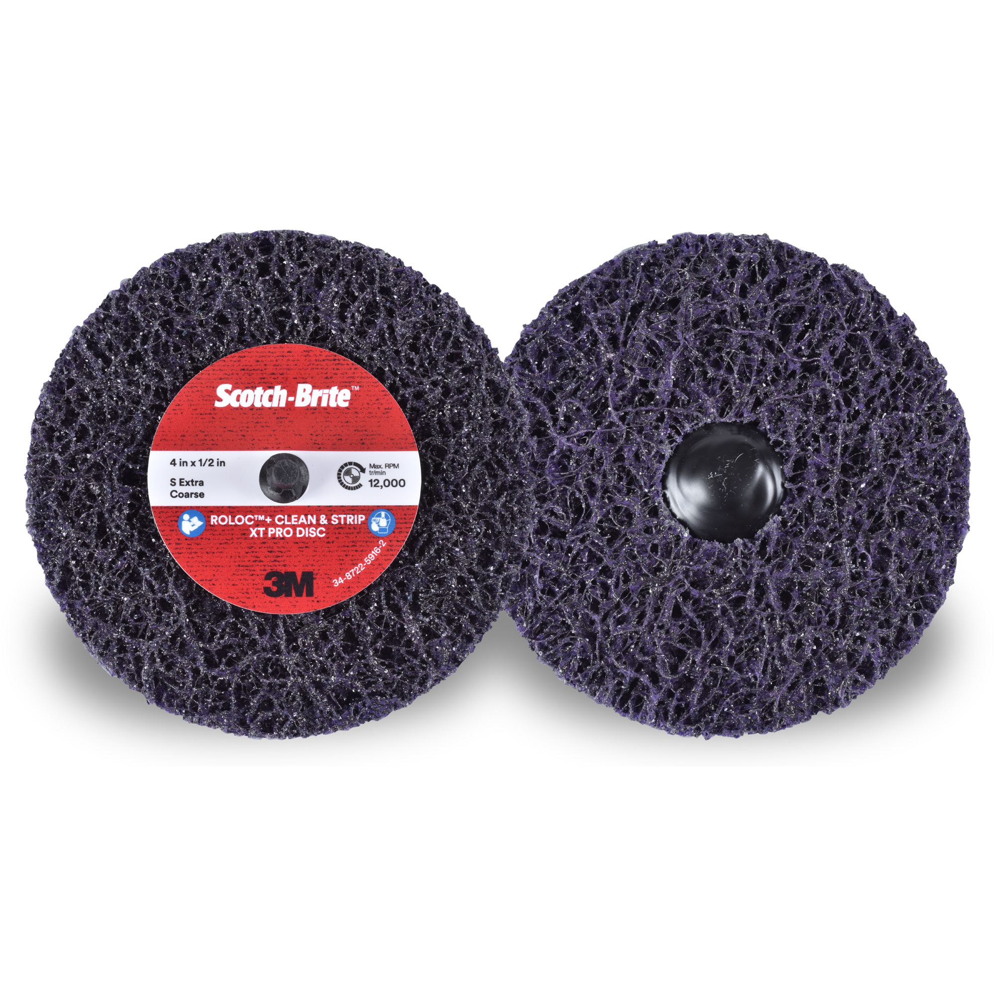 Disque « Clean and Strip » XT Pro RolocMC Scotch-BriteMC, 4" dia., Grain Extra grossier, Carbure de silicium