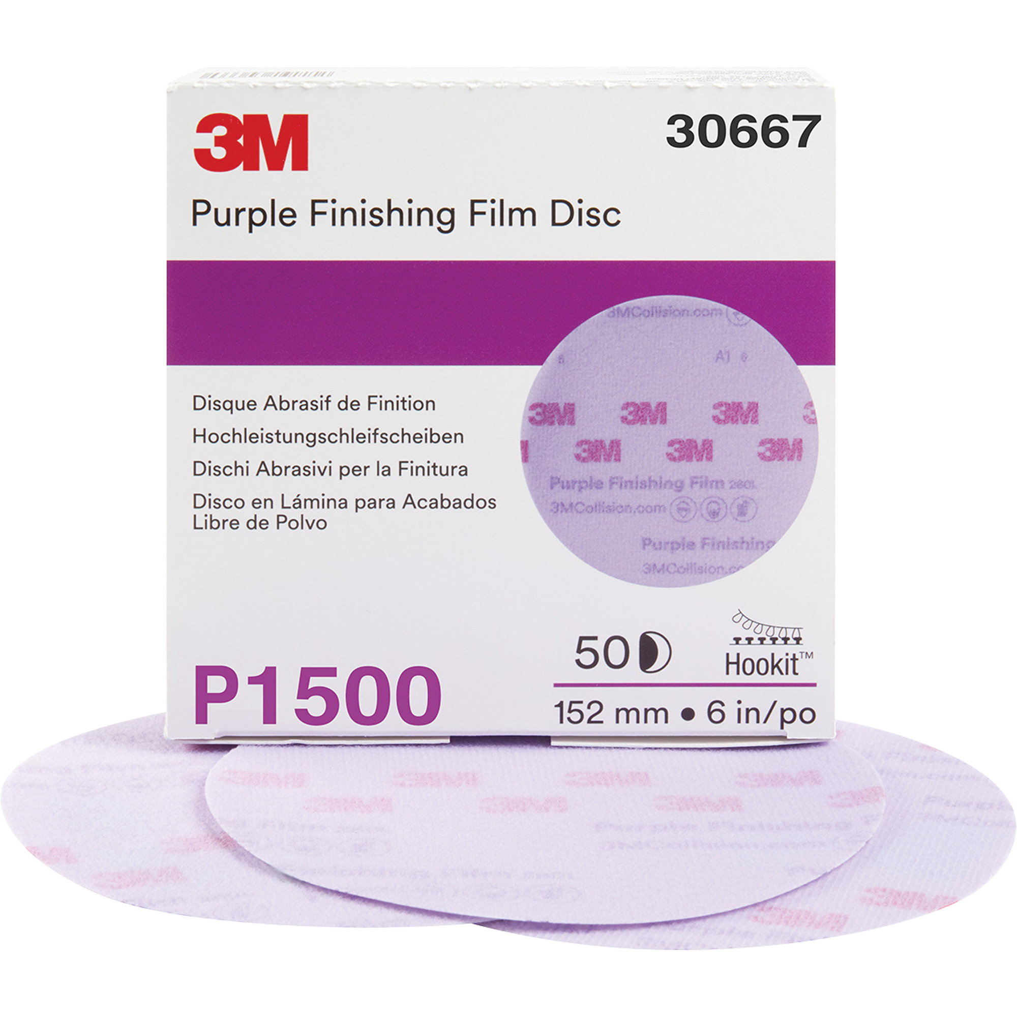 Disque de finition en pellicule violet HookitMC, dia 6", Grain P1500, Oxyde d'aluminium