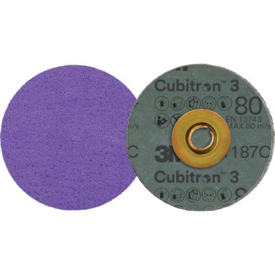 Disque en fibre RolocMC CubitronMC 3, 3" dia., Grain 80+, Céramique