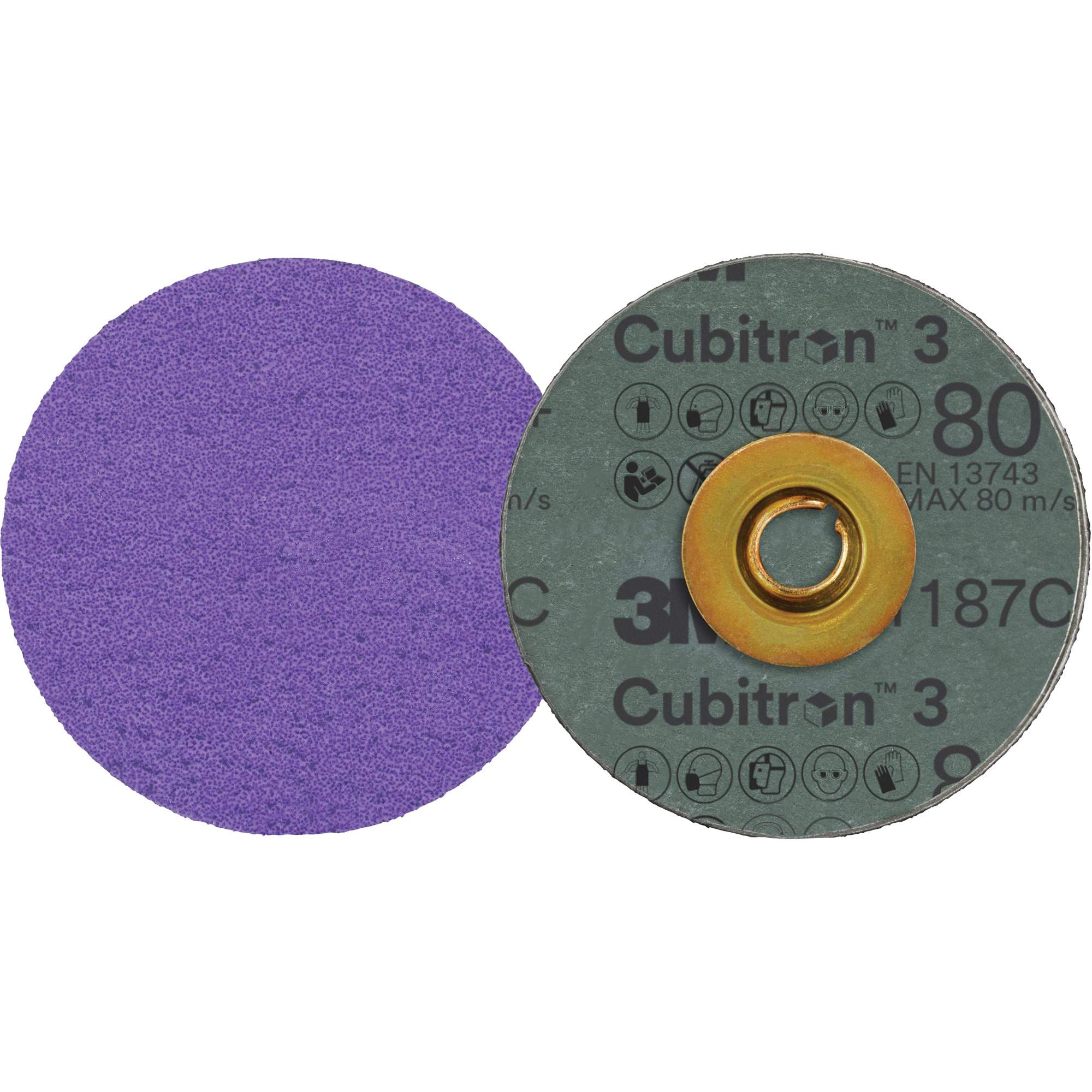 Disque en fibre RolocMC CubitronMC 3, 3" dia., Grain 80+, Céramique