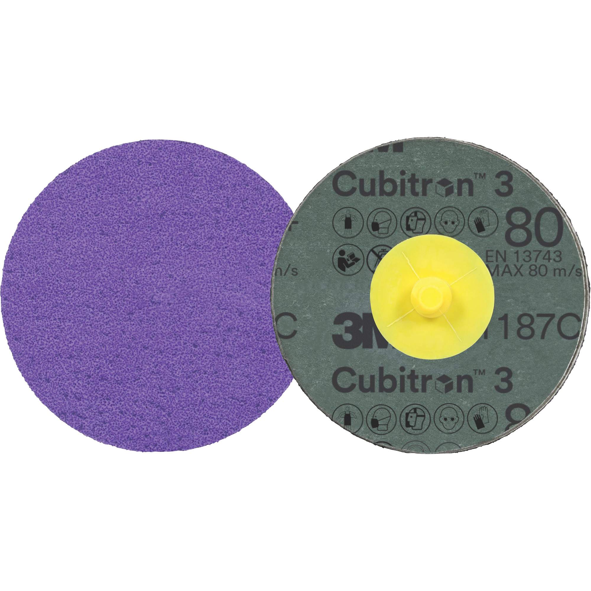 Disque en fibre RolocMC CubitronMC 3, 2" dia., Grain 80+, Céramique