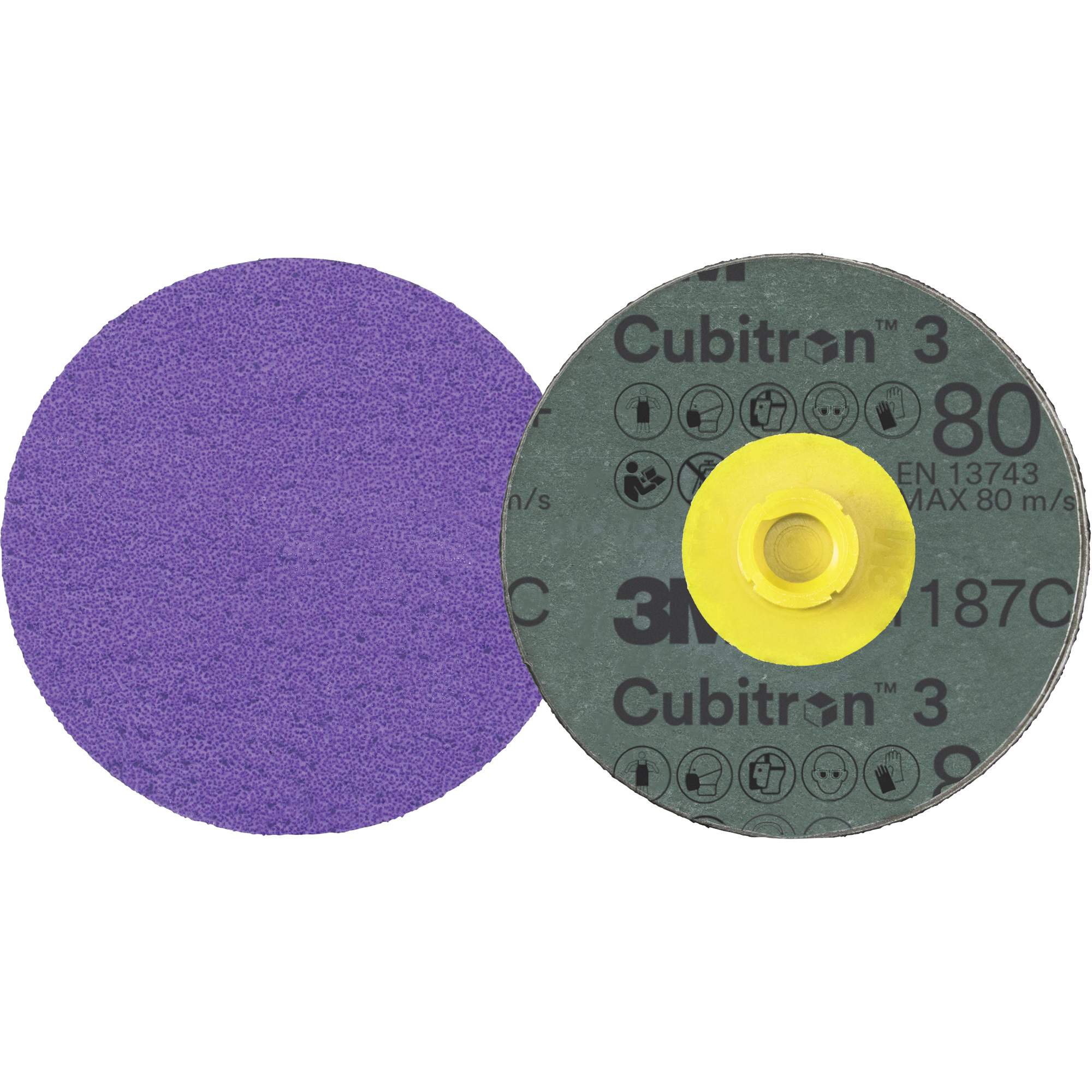 Disque en fibre RolocMC CubitronMC 3, 4" dia., Grain 80+, Céramique