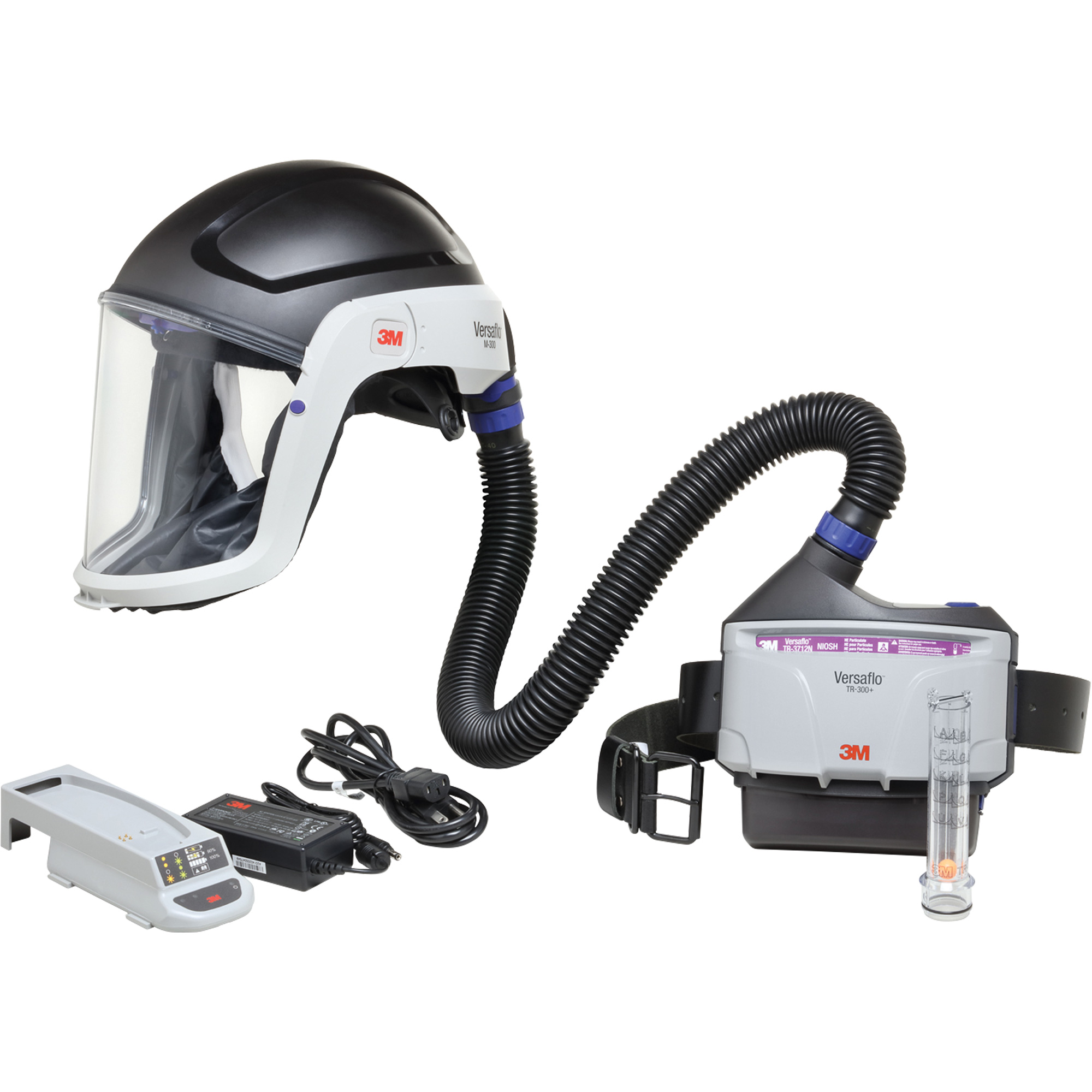 Ensemble APR à épuration d'air motorisé pour industrie lourde VersafloMC, Capuchon & visière, Pile Lithium-ion