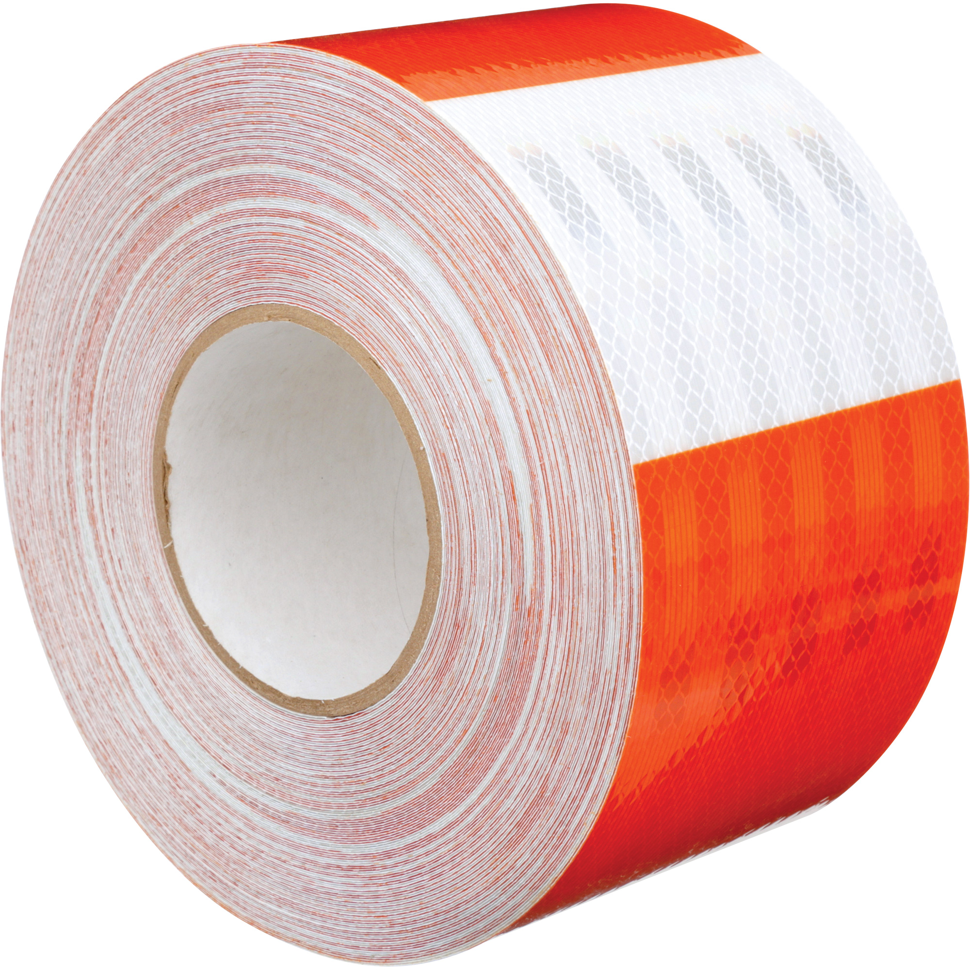 Feuille de revêtement de barricade prismatique de qualité à haute intensité, 4" la x 150' lo, 19 mils, Orange et blanc