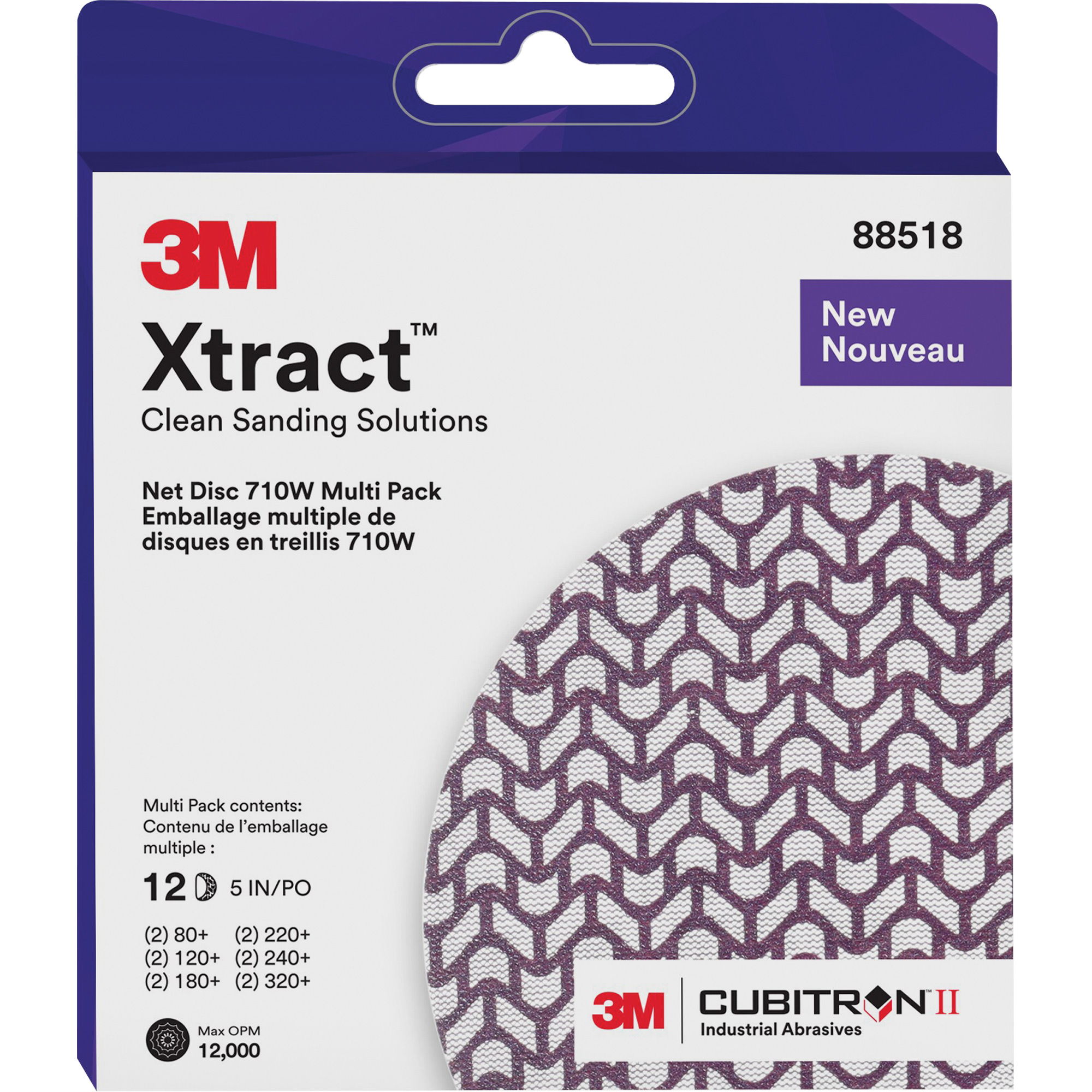 Jeu de disques XtractMC CubitronMC II Net Disc 710W, dia 5", Grain 80+/120+/240+/220+/320+/180+, Céramique