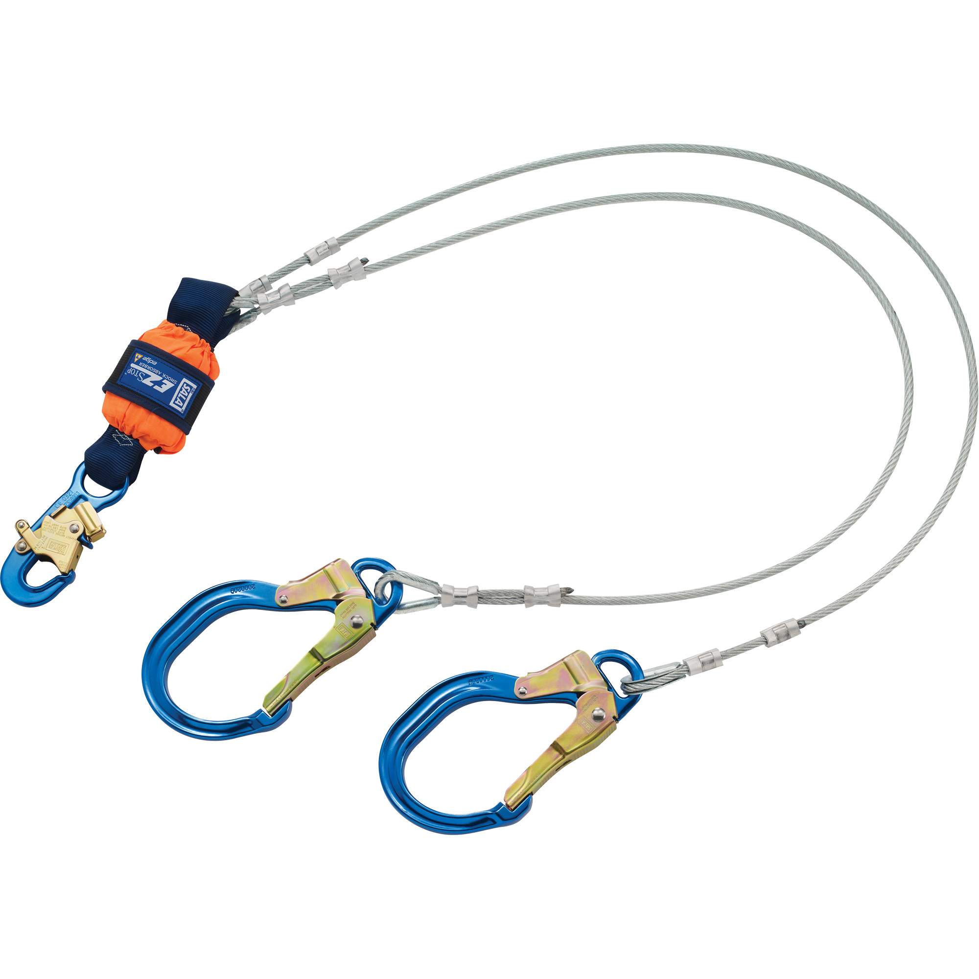 Longe absorbante d'énergie, 6', Point d'ancrage à Crochet d'armature, Crochet mousqueton aux jambes, Métal
