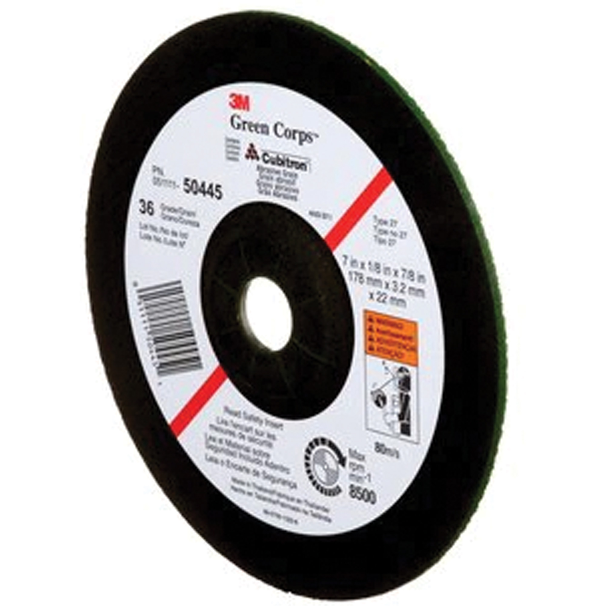 Meule à moyeu déporté Green CorpsMC, 7" x 1/8", Arbre 7/8", Céramique, Type 27 – Image 4