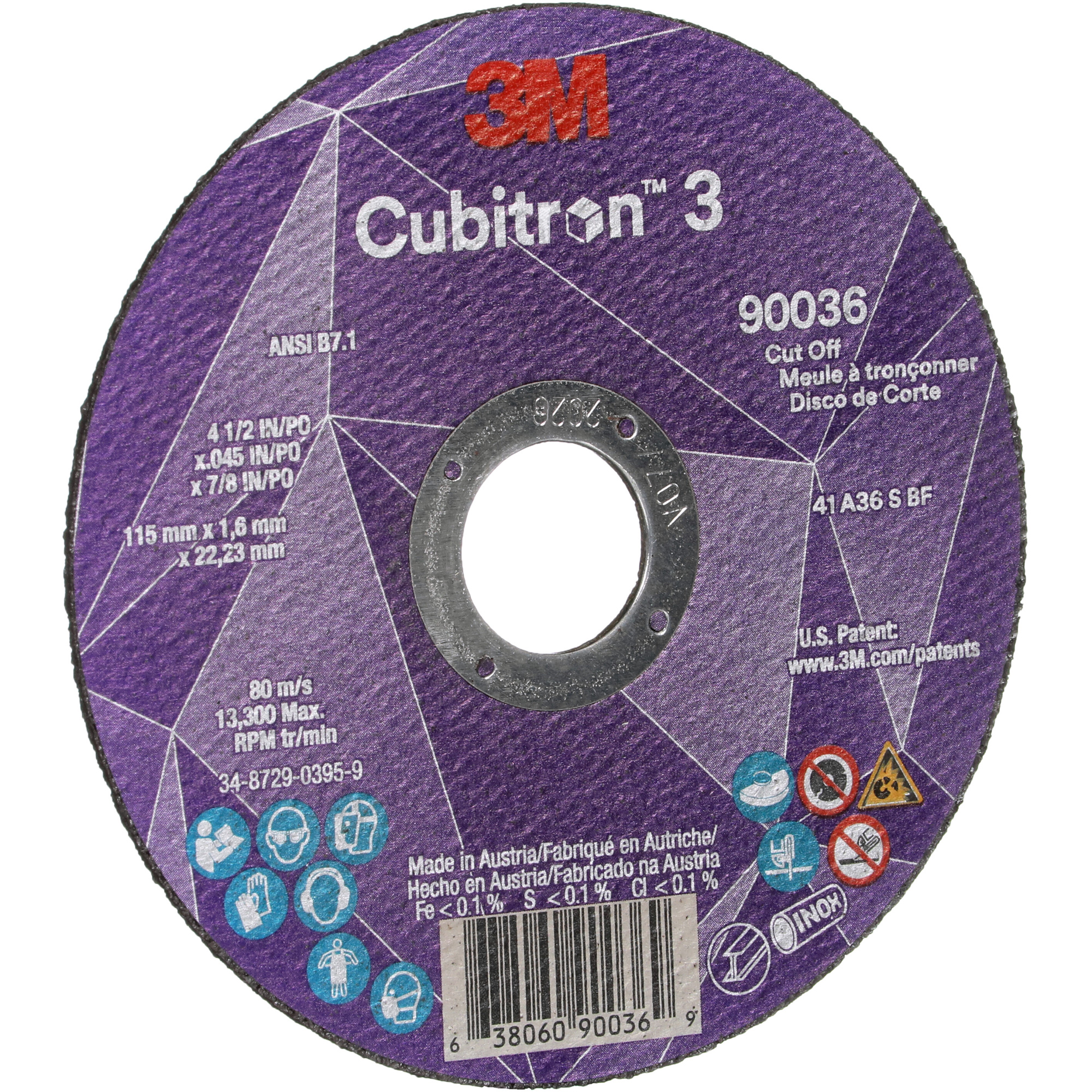Meule à tronçonner CubitronMC 3, 4-1/2" x 0,045", Arbre de 7/8", Type T1, Céramique, 13 300 Tr/min – Image 4