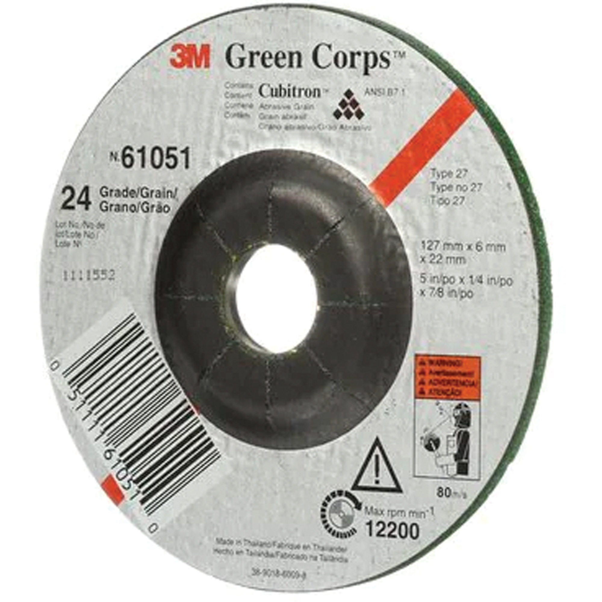 Meule flexible Green CorpsMC, 5" x 1/4", Arbre 7/8", Céramique, Type 1 – Image 4