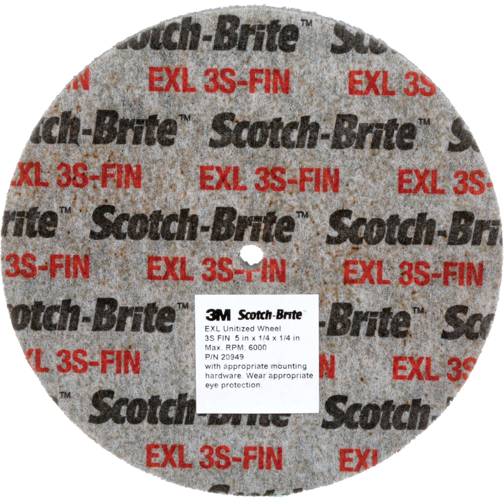 Meule unitarisée EXL Scotch-BriteMC, 2" x 1/4", Arbre de 1/4", Grain de Fin, Carbure de silicium