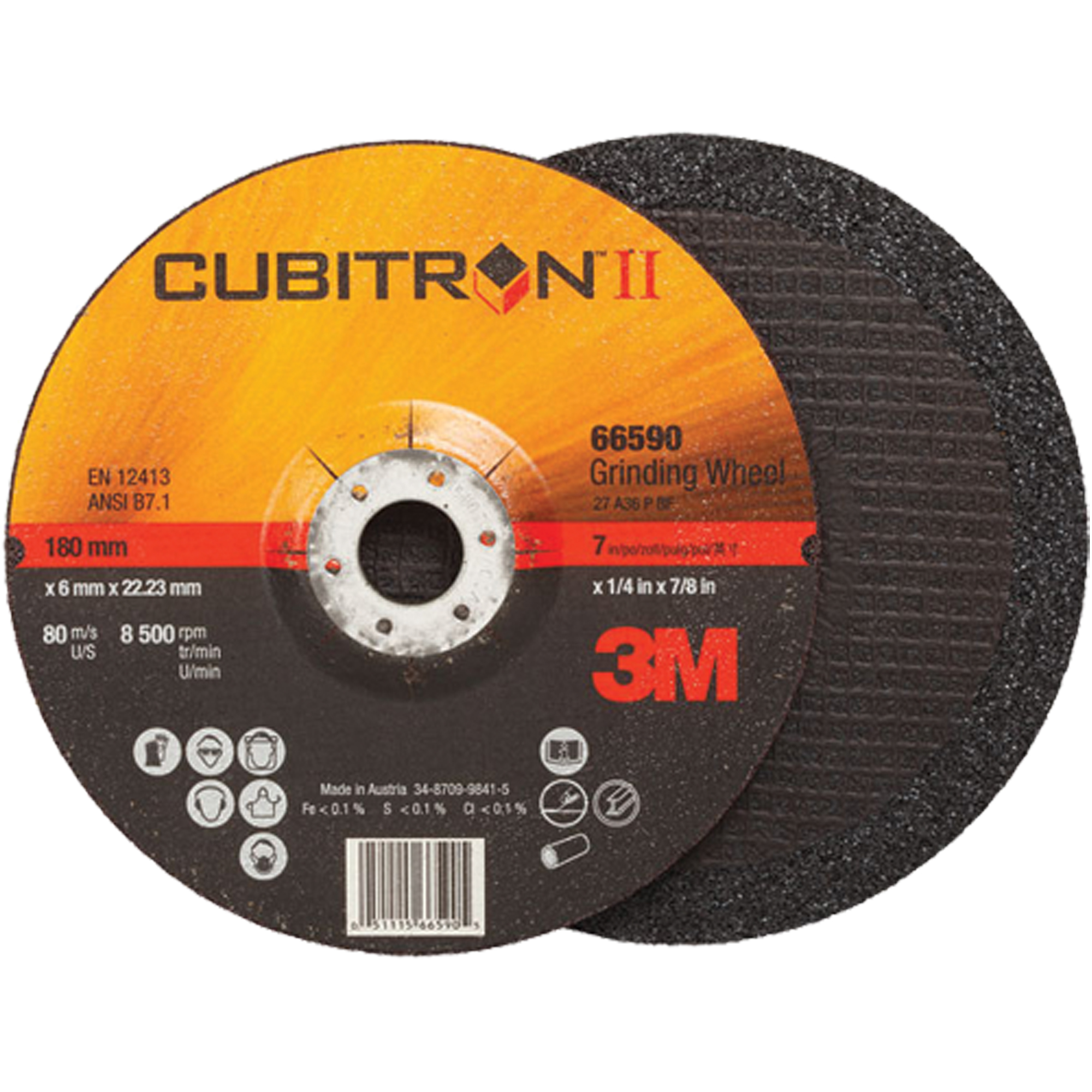 Meules à moyeu déporté CubitronMC II, 4" x 1/4", Arbre 3/8", Type 27