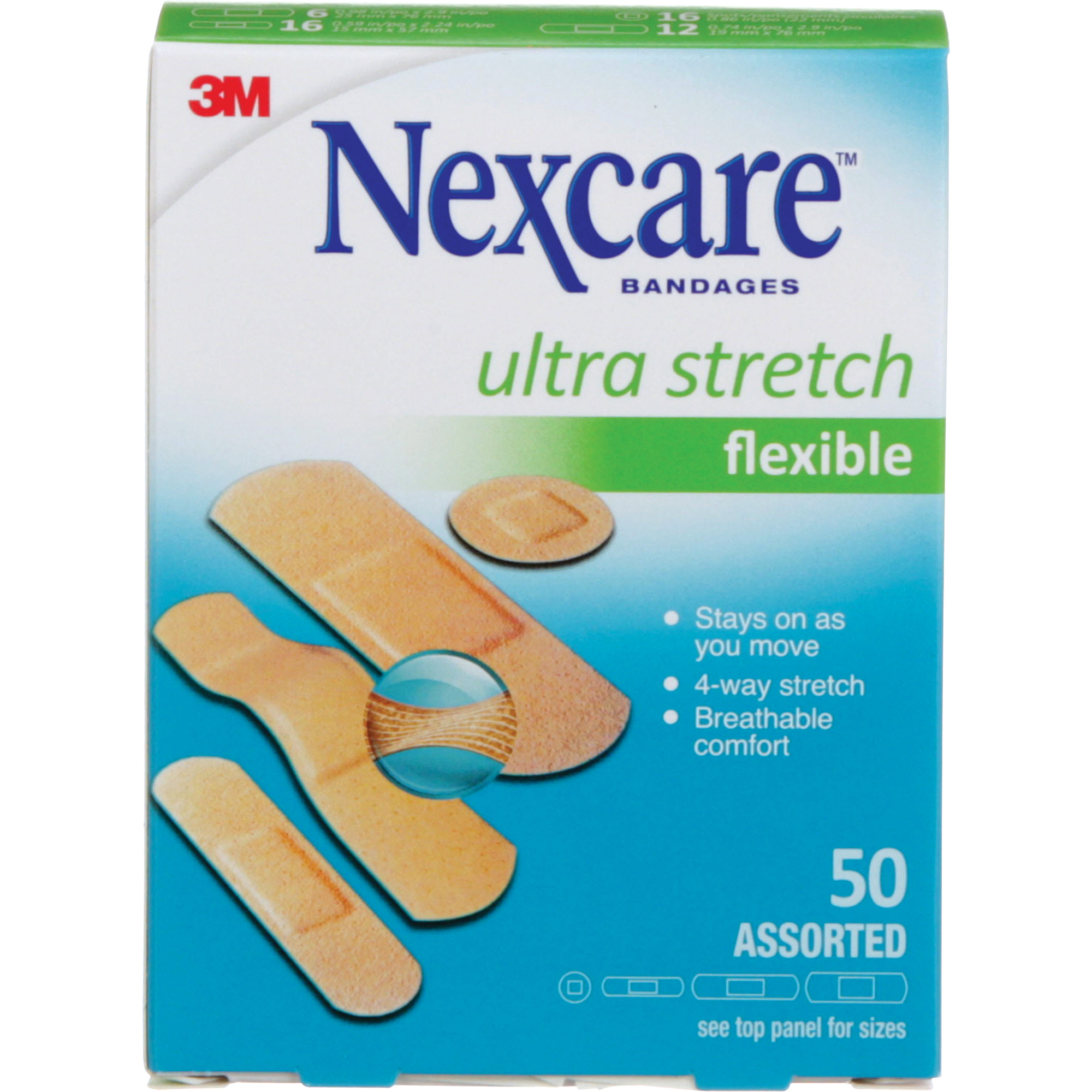 Pansements ultra-extensibles NexcareMC, Assorti, Plastique, Non stérile