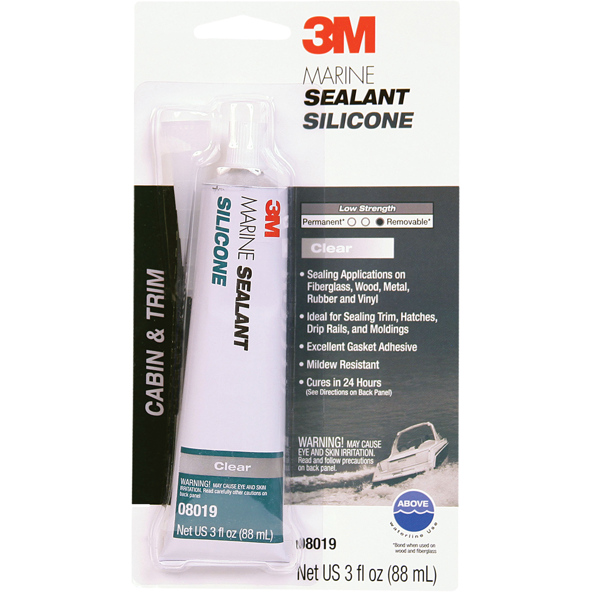 Produit d'étanchéité à base de silicone de calibre marin, 3 oz., Tube, Transparent