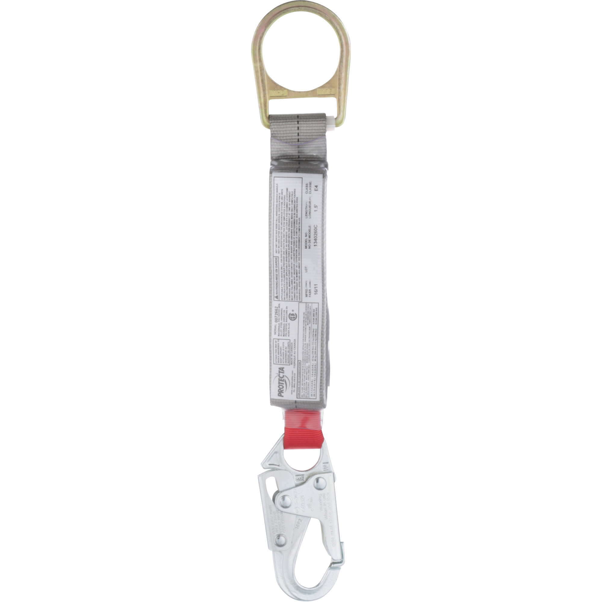 Corde antichoc PROMC, 1,5', Point d'ancrage à Crochet mousqueton/Mousqueton, Crochet mousqueton aux jambes, Nylon
