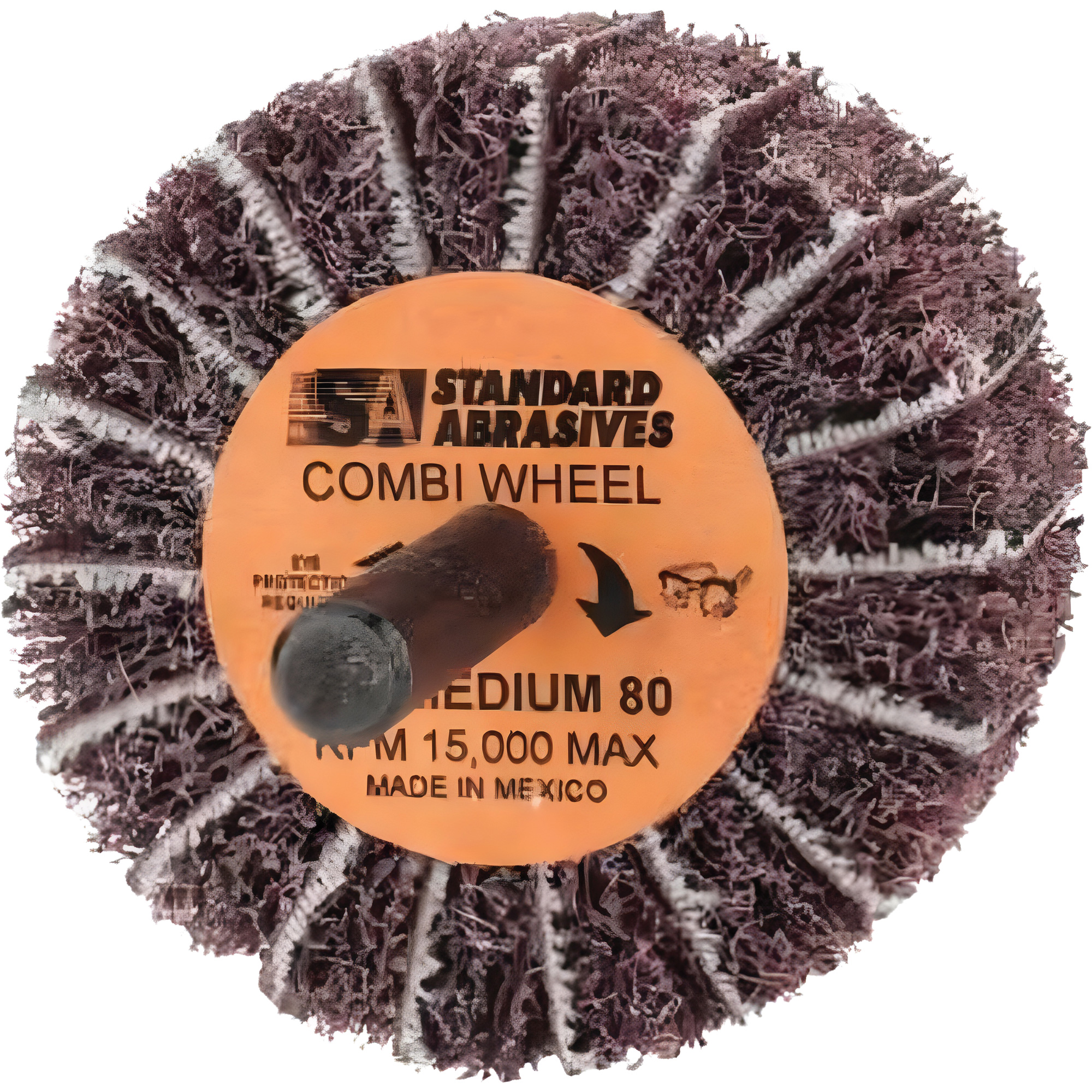 Roue Combi Buff and Blend 898001 Standard AbrasivesMC, 2" dia. x 1" la, Arbre 1/4", Oxyde d'aluminium