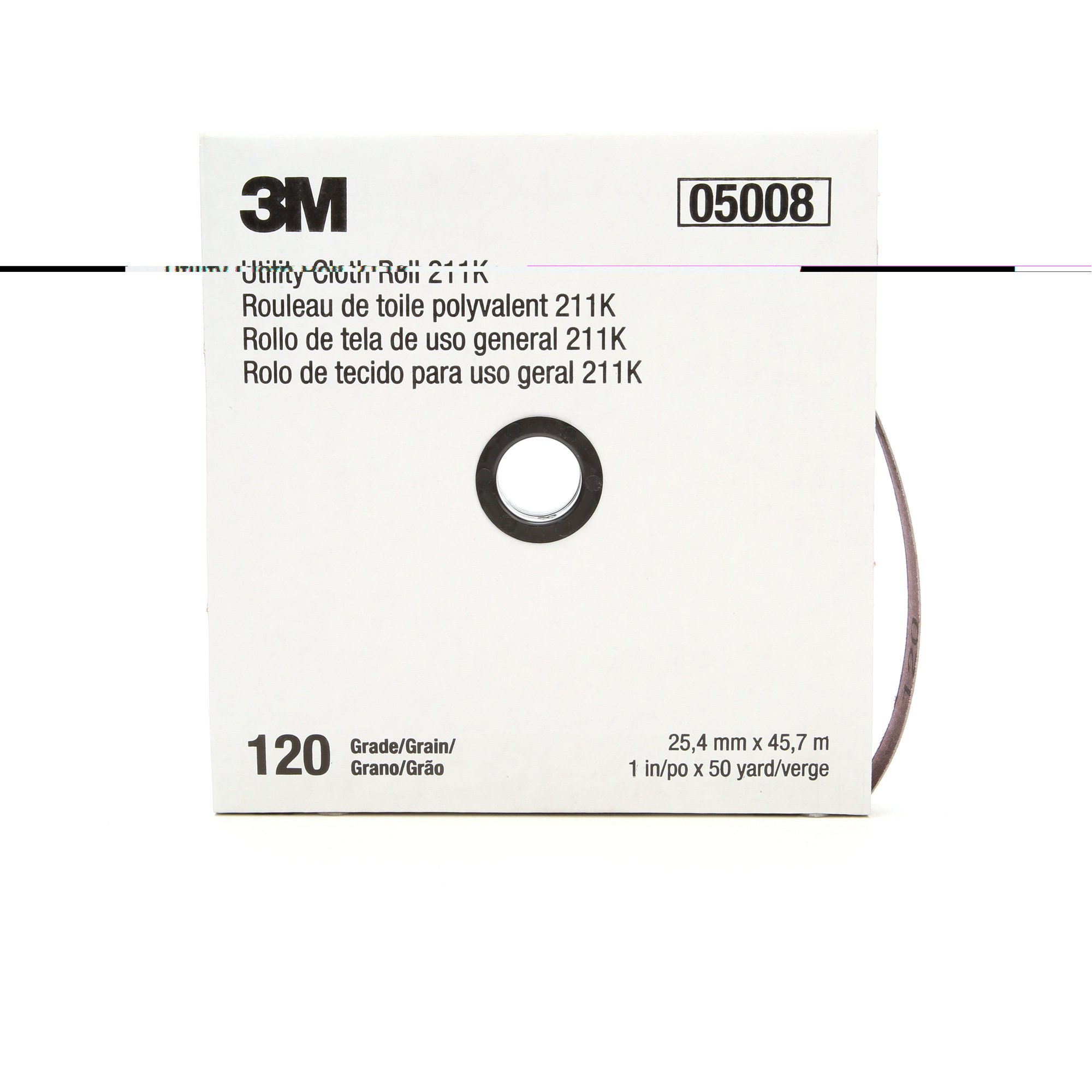 Rouleau de toile abrasive utilitaire 211K, Oxyde d'aluminium, 1" la x 150' lo, Grain 120