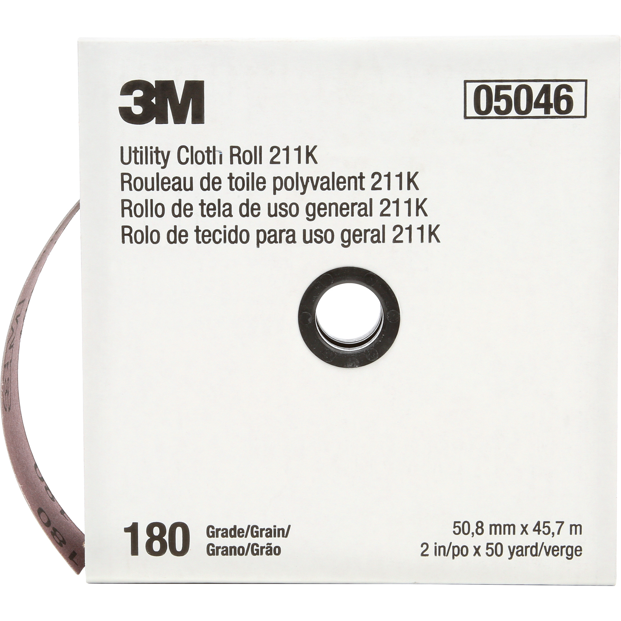 Rouleau de toile abrasive utilitaire 211K, Oxyde d'aluminium, 2" la x 150' lo, Grain 180