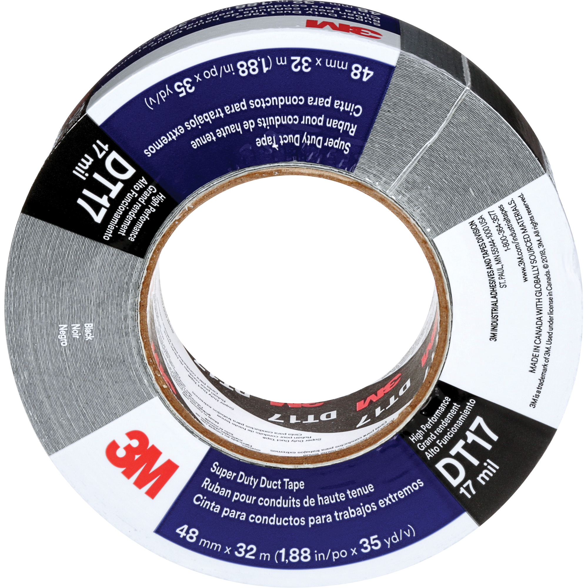 Ruban adhésif super robuste DT17, 17 mils, Noir, 48 mm (2") x 32 m (105')