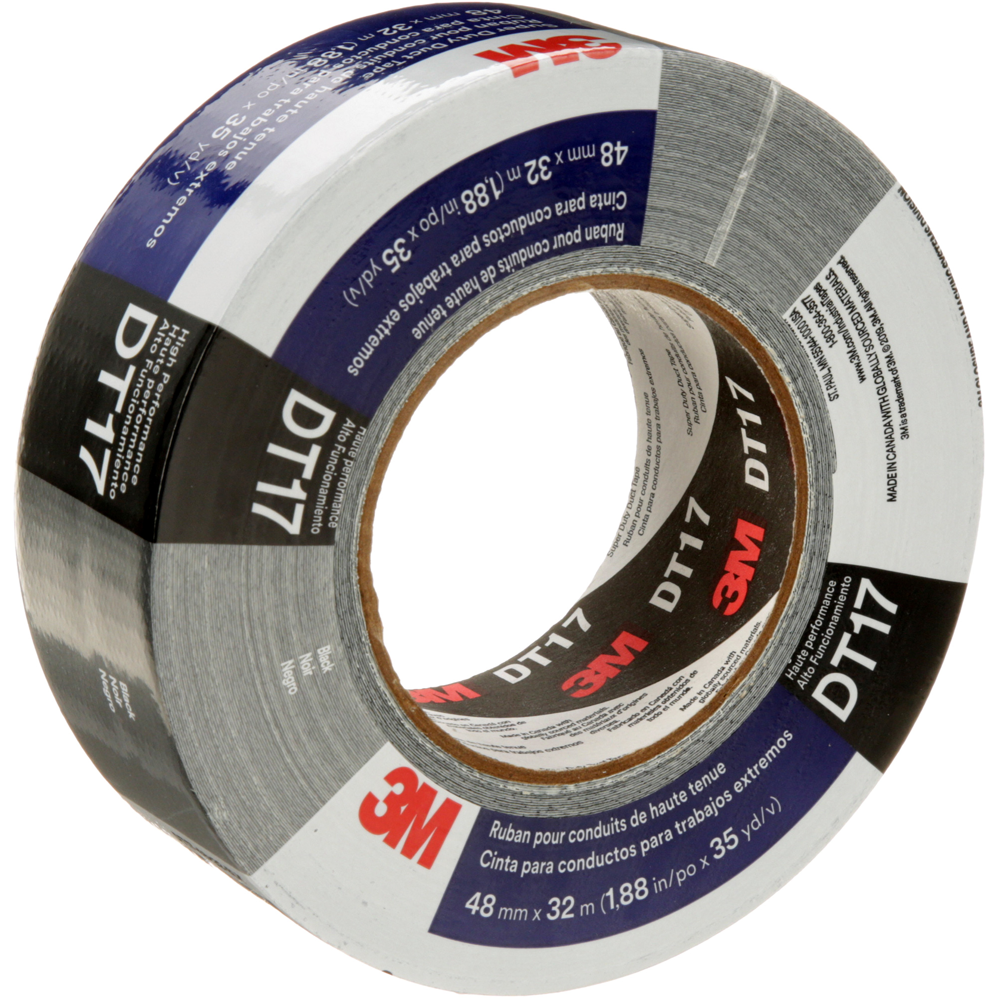 Ruban adhésif super robuste DT17, 17 mils, Noir, 48 mm (2") x 32 m (105') – Image 2