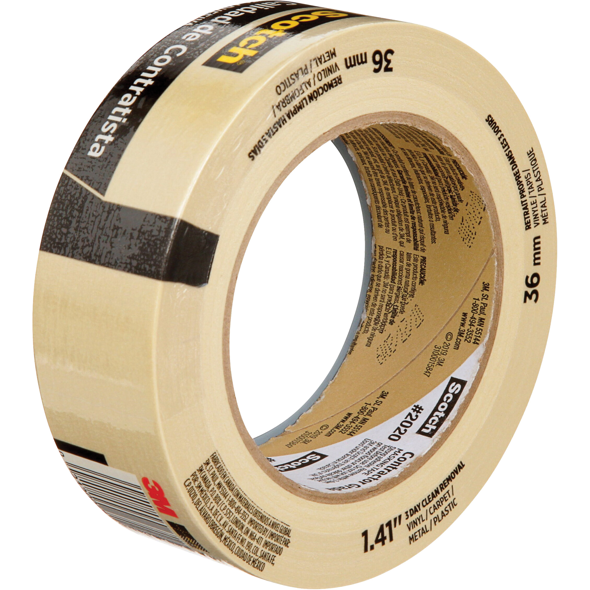 Ruban-cache ScotchMD pour entrepreneurs 2020, 36 mm (1-1/2") x 55 m (180'), Beige
