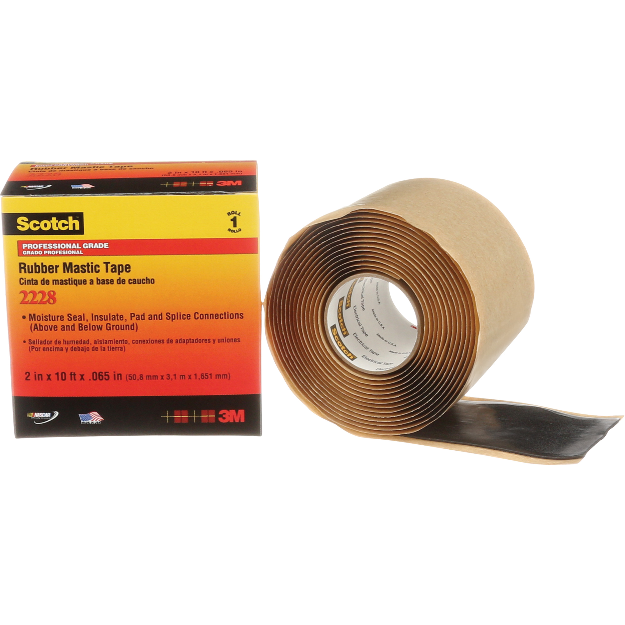 Ruban de mastic de caoutchouc 2228 ScotchMD, 50,8 mm (2") x 3 m (10'), Noir