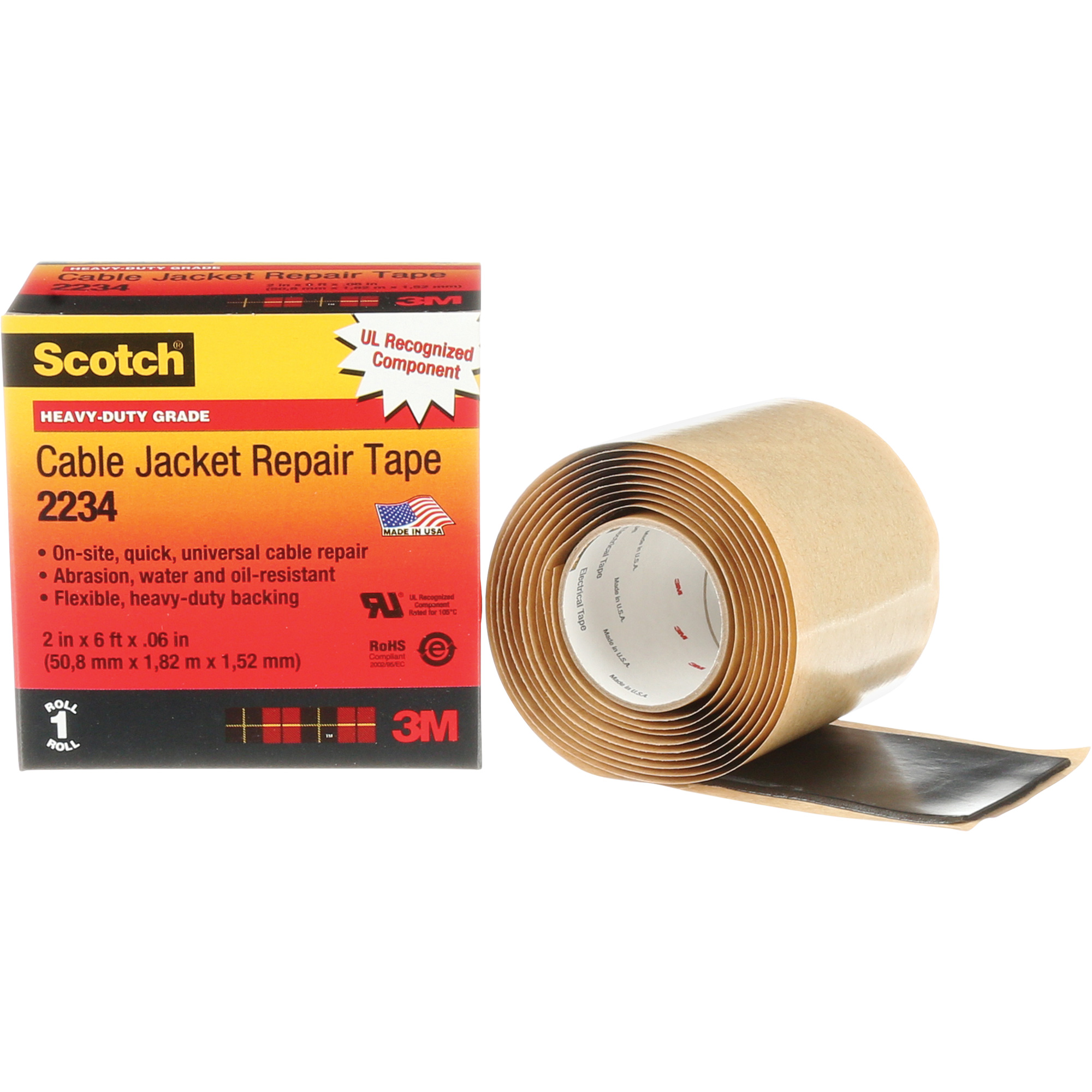 Ruban de réparation de gaines pour câbles ScotchMD, 51 mm (2") x 1,8 m (6'), Noir, 60 mils