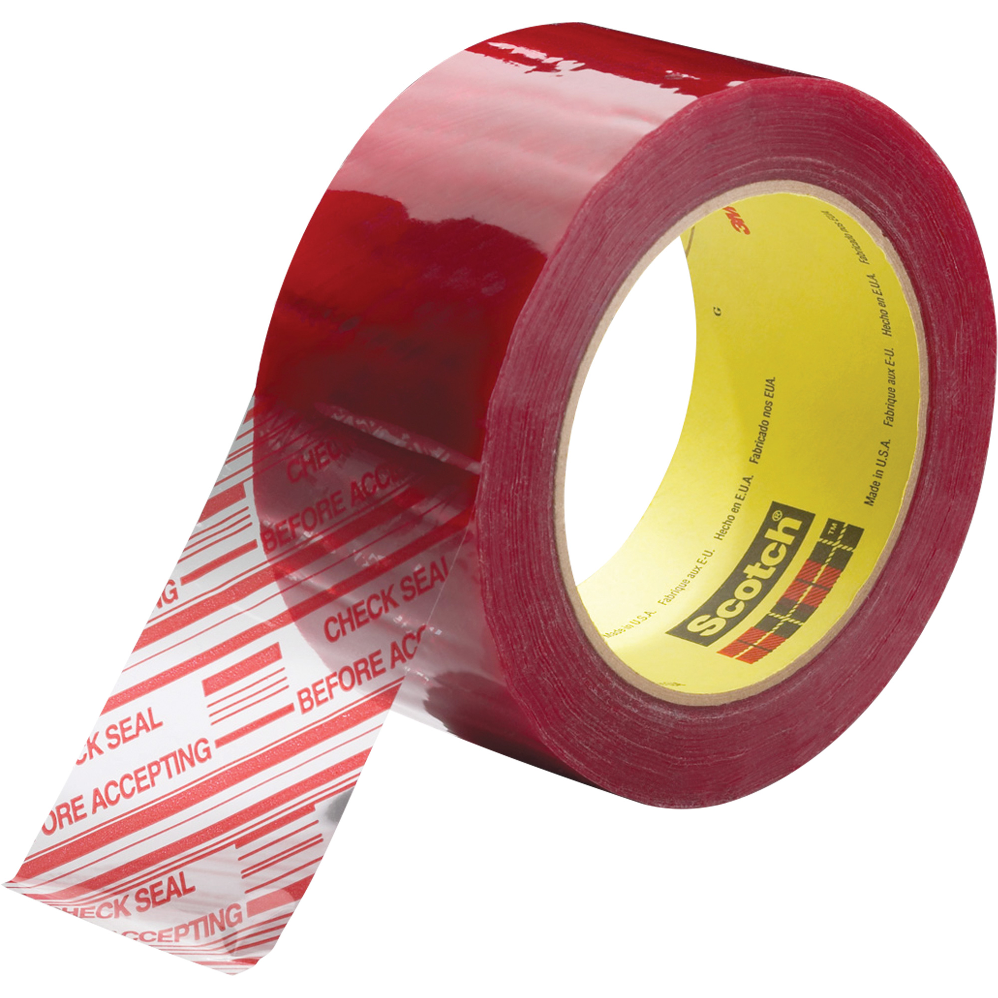 Ruban d'emballage avec message de sécurité ScotchMD 3779, Adhésif Acrylique, 1,8 mils, 48 mm (2") x 914 m (2998')